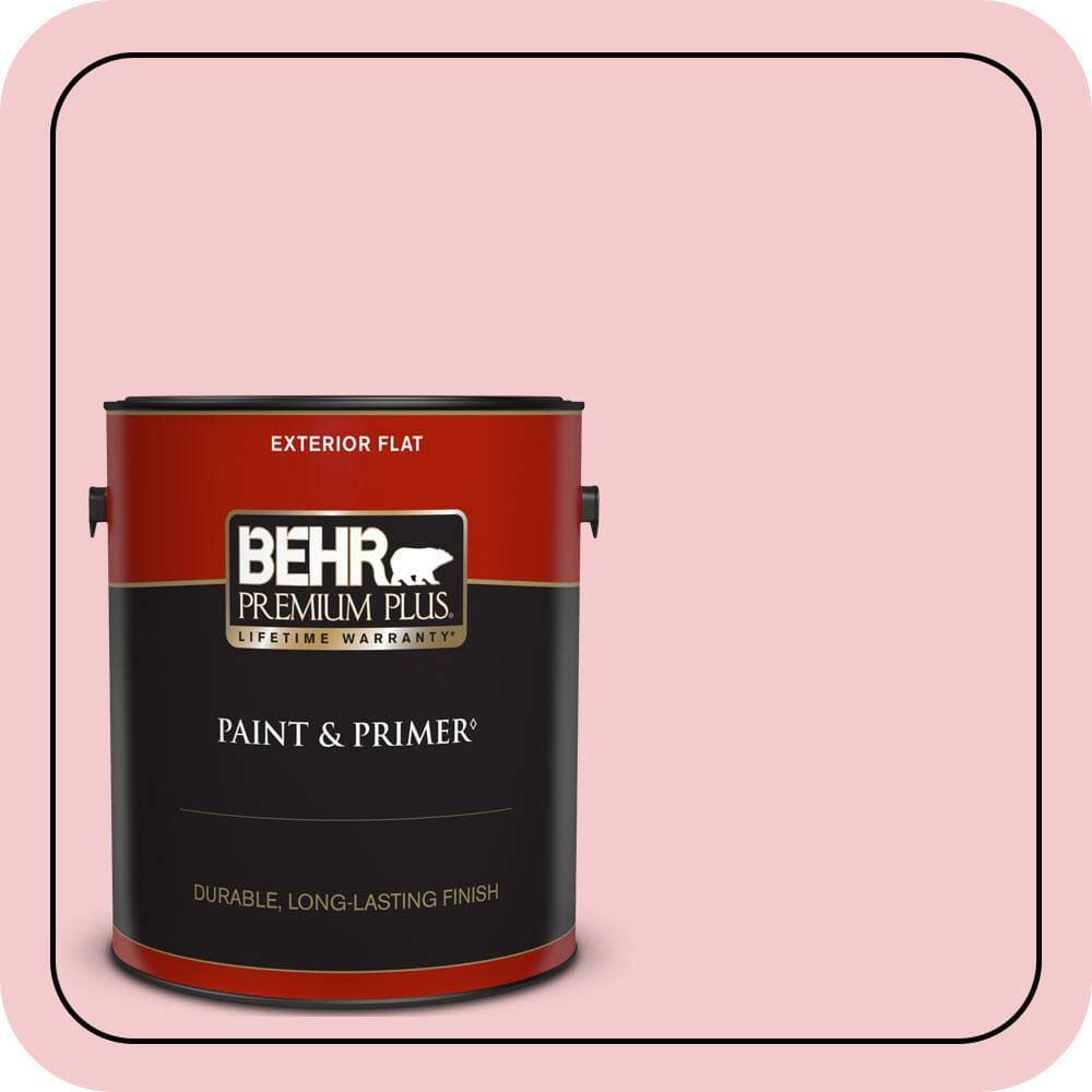 BEHR PREMIUM PLUS 1 gal. #P160-1 Angel Kiss Flat Exterior Paint & Primer