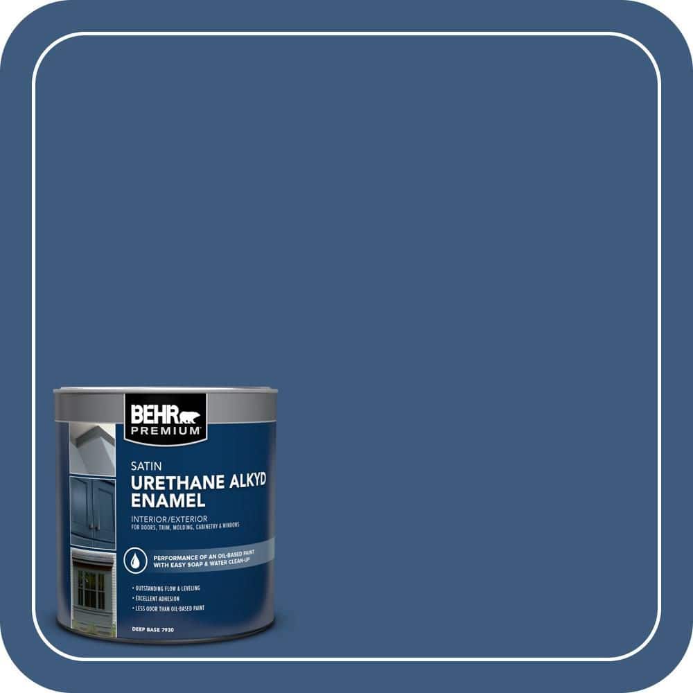 BEHR PREMIUM 1 qt. #M520-7 Admiral Blue Satin Enamel Urethane Alkyd Interior/Exterior Paint