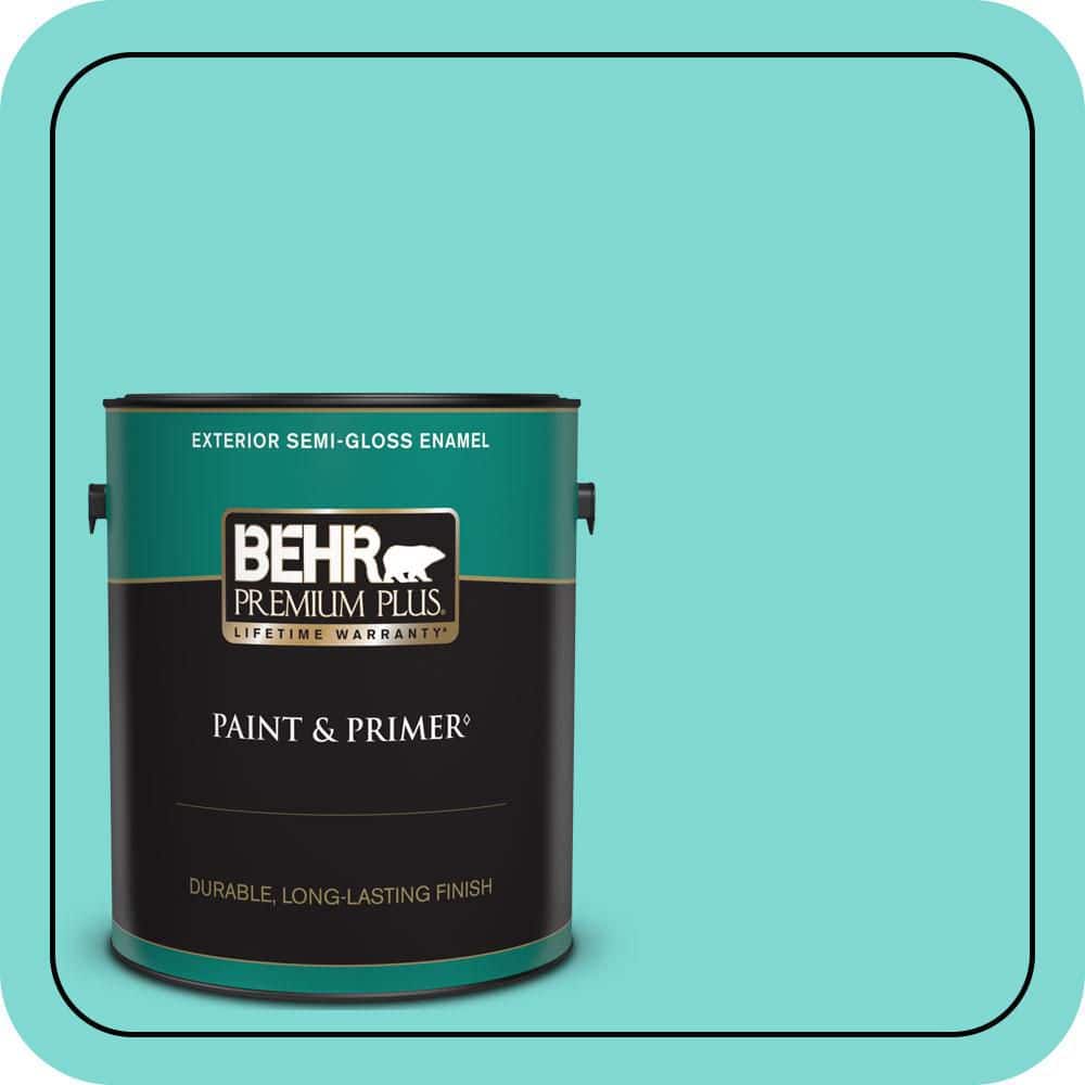 BEHR PREMIUM PLUS 1 gal. #MQ4-22 Key Largo Semi-Gloss Enamel Exterior Paint & Primer