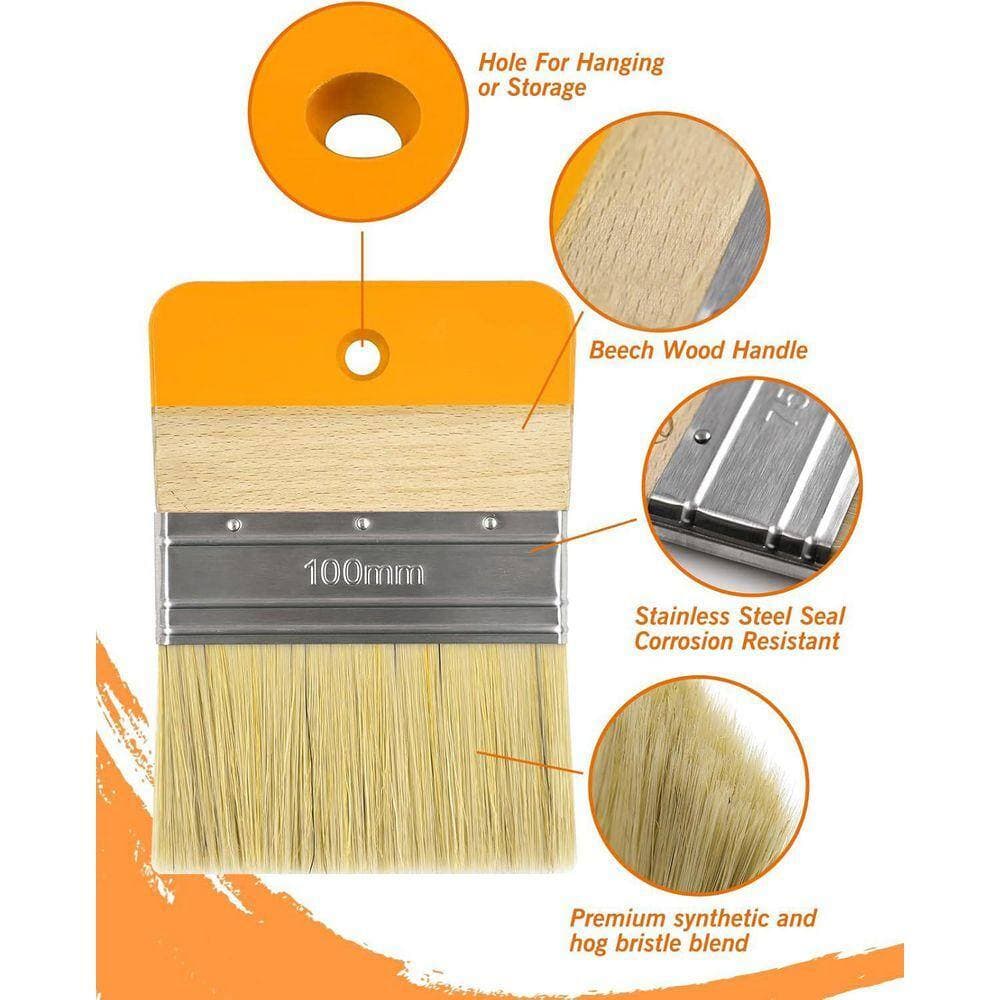 KIWDZFU 4-Flat Paddle Paint Brush for Walls Texture and Artist Painting with Synthetic/Natural Bristle Mix (2)