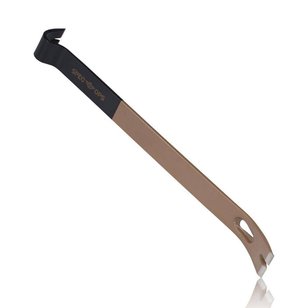 SPEC OPS 21 in. Flat Pry Bar Crowbar, Curved Rocker Head, Teardrop Nail Puller, High-Carbon Steel