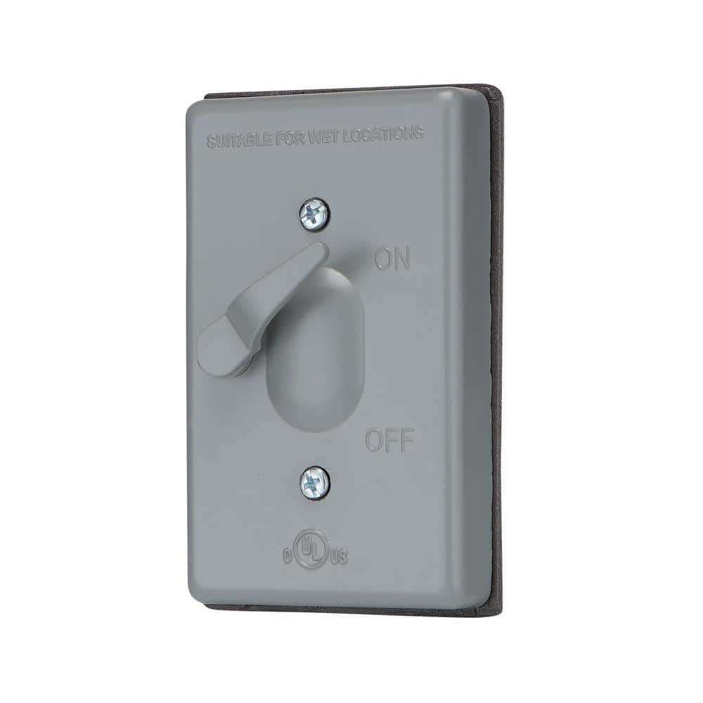Commercial Electric 1-Gang Metallic Weatherproof Toggle Switch Outlet Cover Kit, Gray (3)