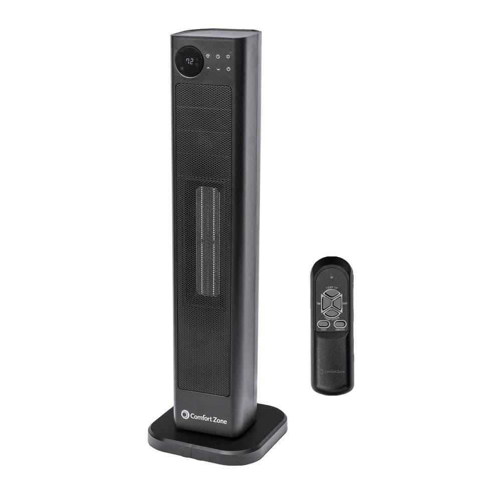 Comfort Zone 1500W 30 in. Electric Digital Oscillating Infrared Tower Heater with Remote Control and Fan-Only Mode