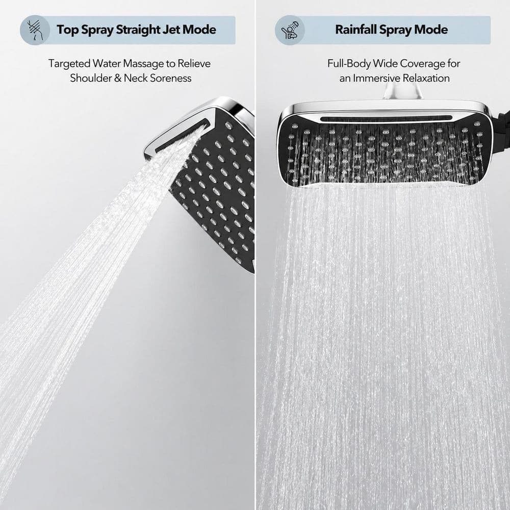 Anqtovp High Pressure 7 Spray Modes Rain Shower Head Attachment with Handheld Spray Combo and Stainless Steel Hose Included (2)