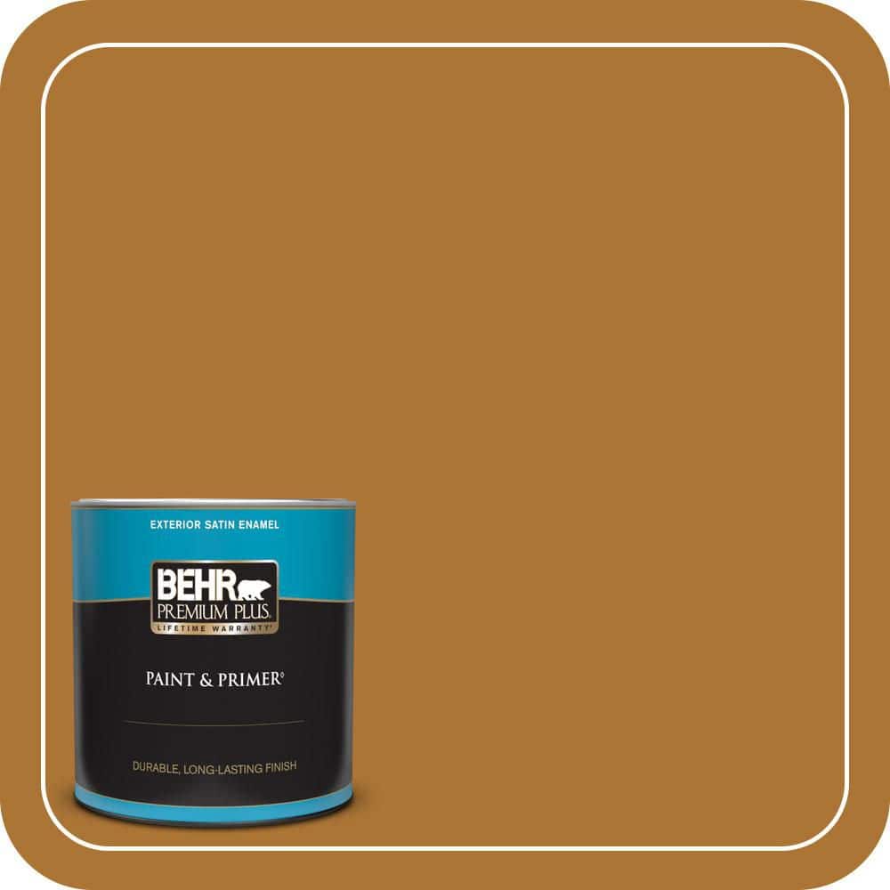 BEHR PREMIUM PLUS 1 qt. #S-H-320 Enchanting Ginger Satin Enamel Exterior Paint & Primer