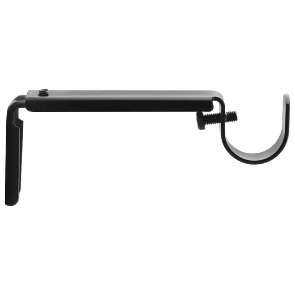 Unbranded Black Steel Single 4 in. Projection Curtain Rod Bracket (Set of 2) (3)