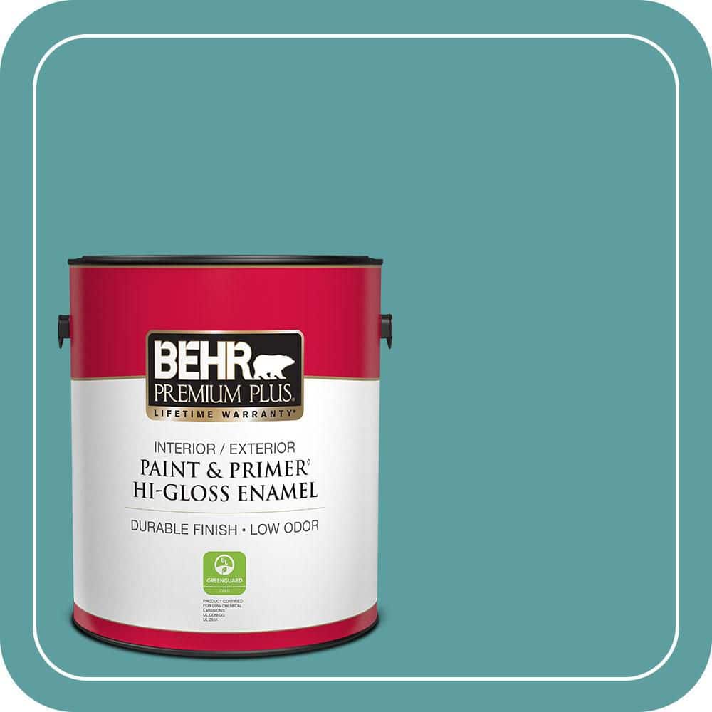 BEHR PREMIUM PLUS 1 gal. #PPU13-05 Bali Bliss Hi-Gloss Enamel Interior/Exterior Paint & Primer