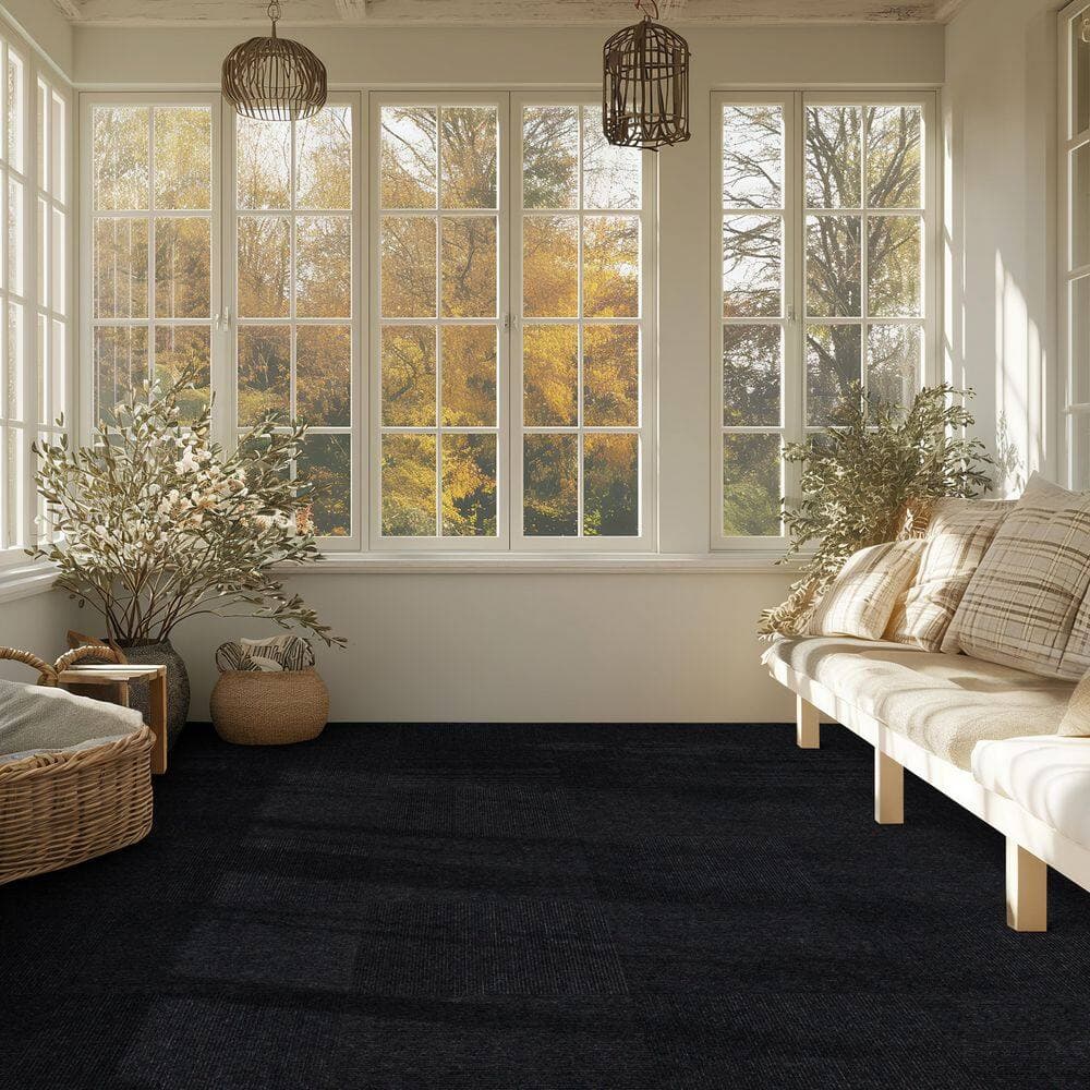 TrafficMaster Canyon - Coal - Black Commercial/Residential 18 x 18 in. Peel and Stick Carpet Tile Square (22.5 sq. ft.) (3)