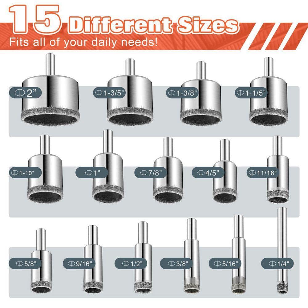 Angel Sar Diamond Hole Saw Kit, Tile Hole Saw with Double Suction Cups Hole Saw Guide Jig Fixture for Glass Porcelain Tile Ceramic (2)