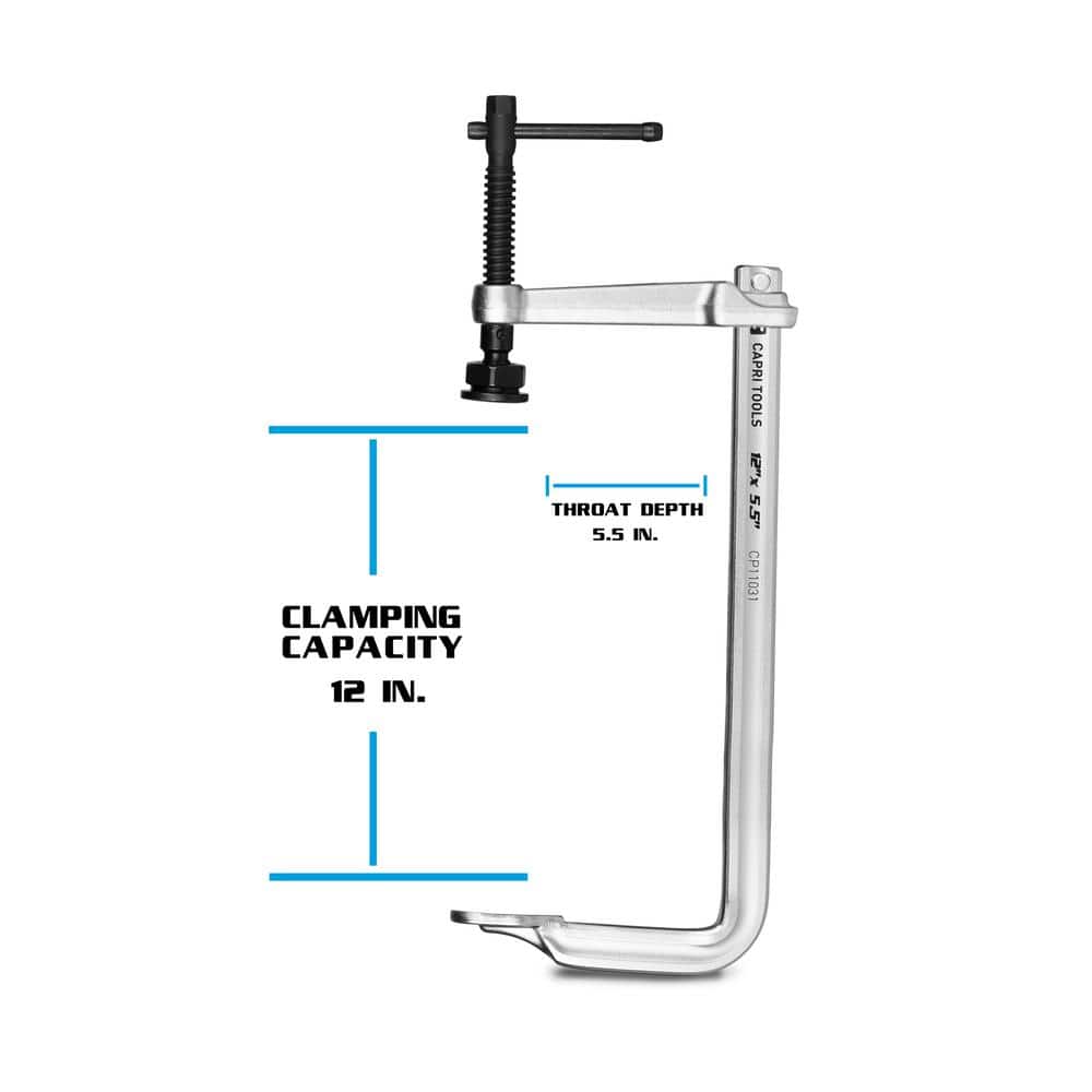 Capri Tools 12 in. Heavy Duty All Steel Bar Clamp with 5-1/2 in. Throat Depth and 2645 lb. Clamping Force (2)