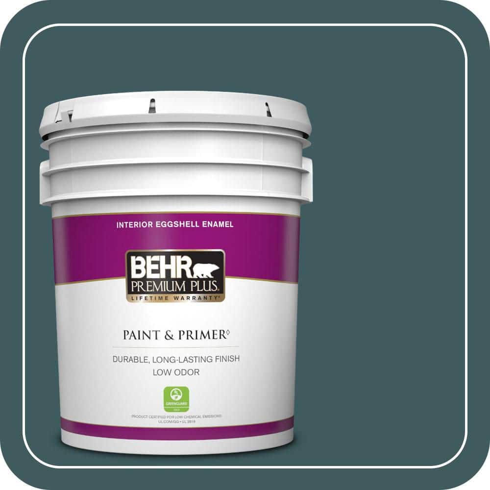 BEHR PREMIUM PLUS 5 gal. #510F-7 Teal Forest Eggshell Enamel Low Odor Interior Paint & Primer