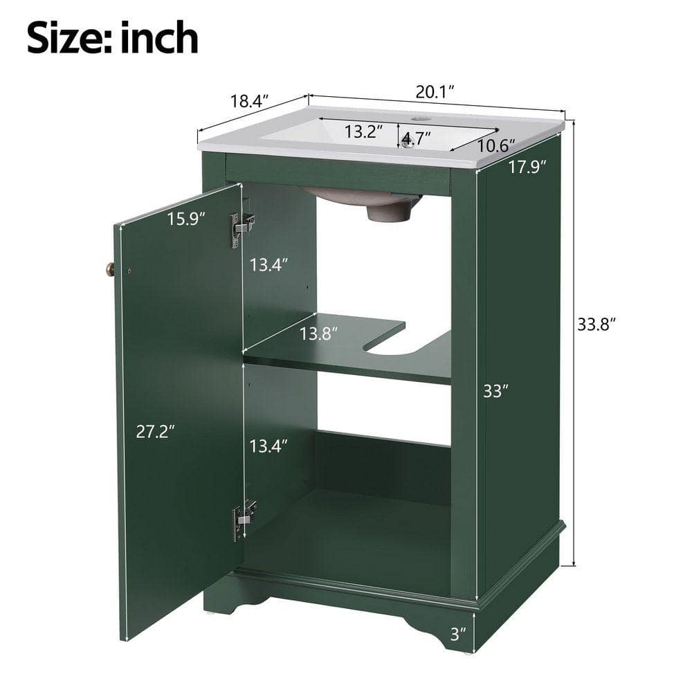 COWLOWN 20.1 in. W x 18.4 in. D x 33.8 in. H Bathroom Green Linen Cabinet (2)