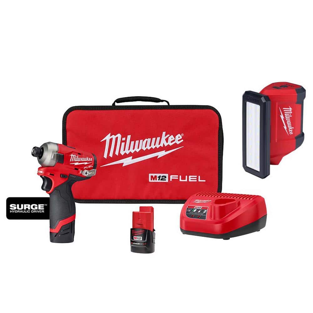 Milwaukee M12 FUEL SURGE 12V Lithium-Ion Brushless Cordless 1/4 in. Hex Impact Driver Compact Kit with M12 Multi-Tool