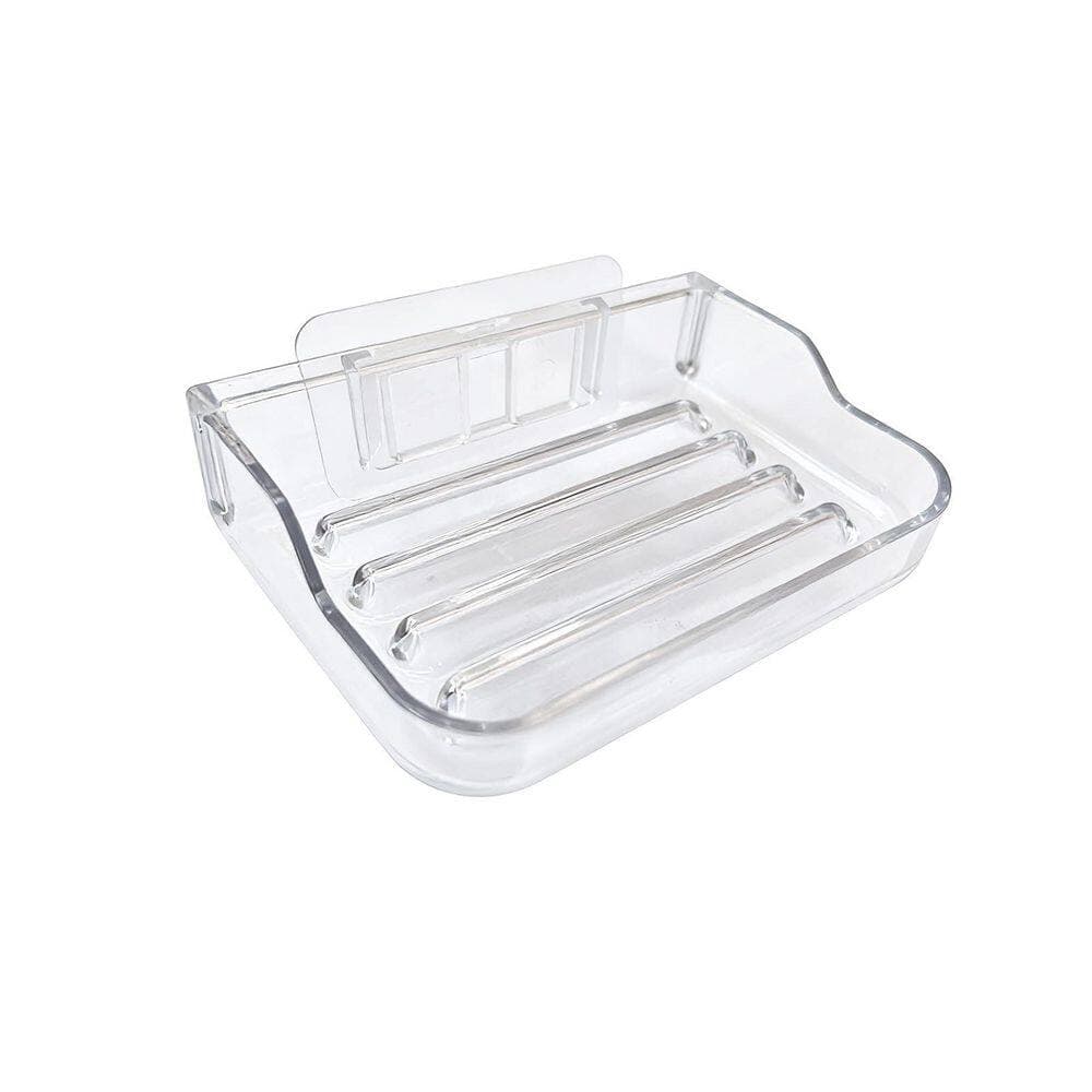 Unbranded 1-Pack Clear Acrylic Wall Mounted Soap Dish Self Adhesive No Drill Bar Holder for Shower and Bathroom (3)