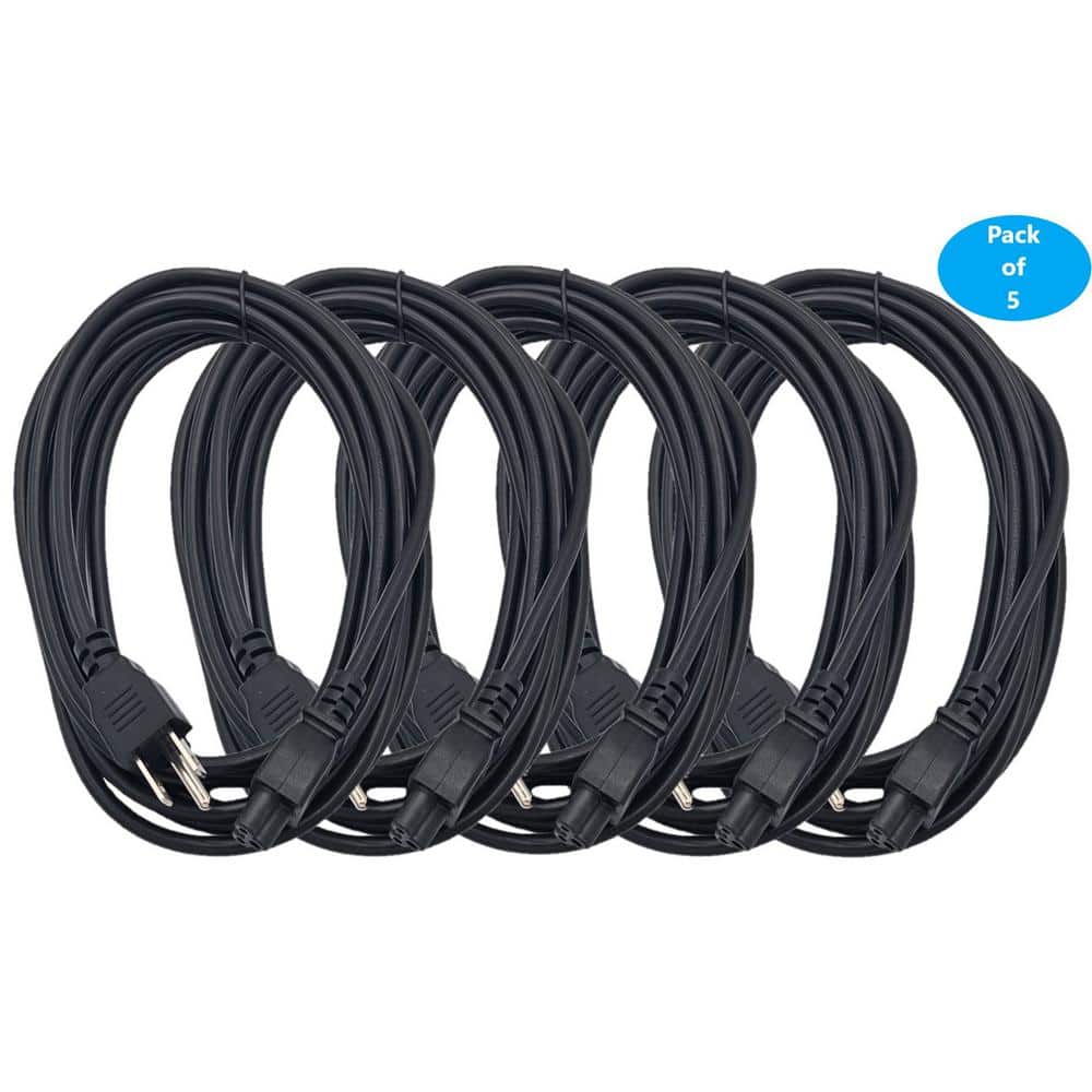 Micro Connectors, Inc 15 ft. NEMA 5-15P to C5 18 AWG 3-Prong Notebook/TV/Power Cord, UL Approved 10 Amp/Black (5-Pack) (2)