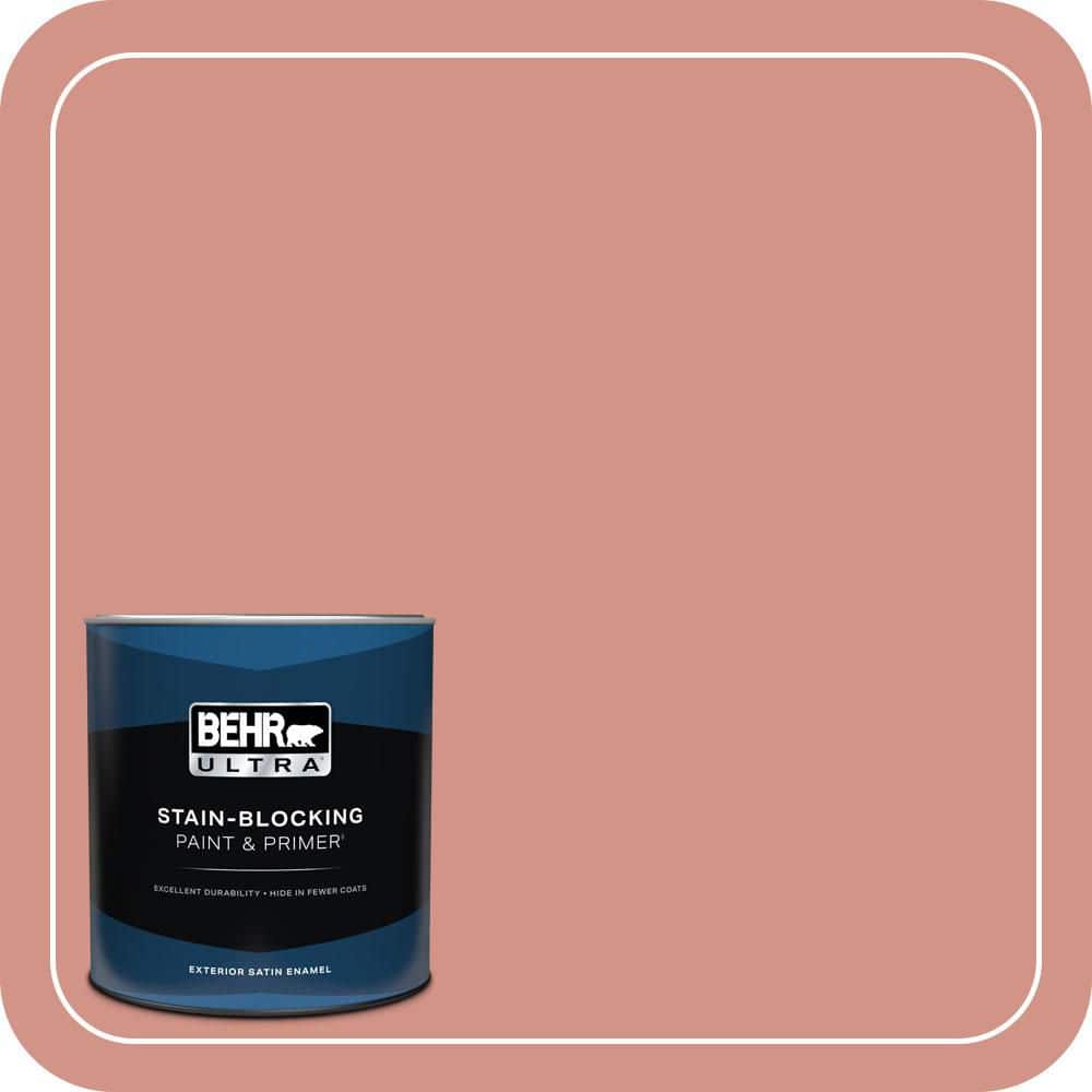 BEHR ULTRA 1 qt. #T15-20 Peach Preserve Satin Enamel Exterior Paint & Primer