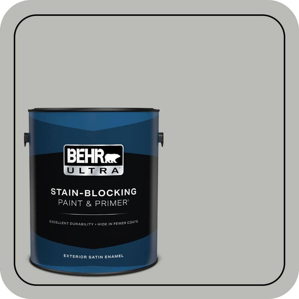 BEHR ULTRA 1 gal. #N380-3 Weathered Moss Satin Enamel Exterior Paint & Primer (1)