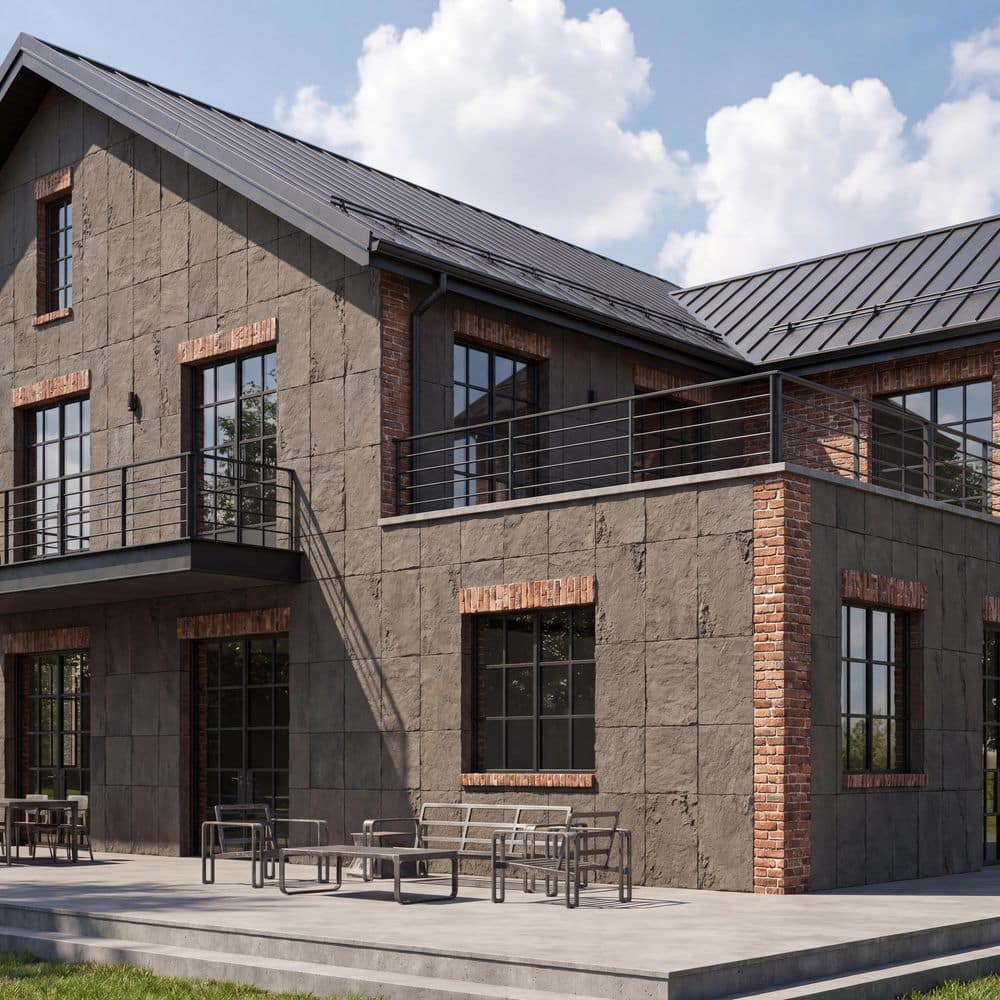 FUFU&GAGA 47 in. W x 24 in. L Dark Gray B2 Fire Rated Faux Stone Siding Polyurethane Slate Rock Veneer Panel (12-Pack) (3)
