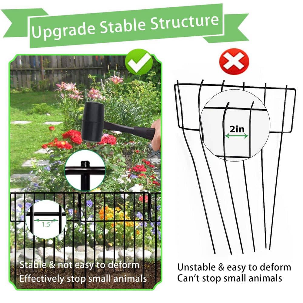 Laybus 17 in. x 10 ft. Animal Barrier, No Dig Decorative Fence, Rustproof Metal Small Garden Fence Border (3)