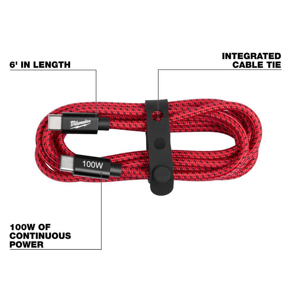 Milwaukee 100W 6ft USB-C Cable (2)