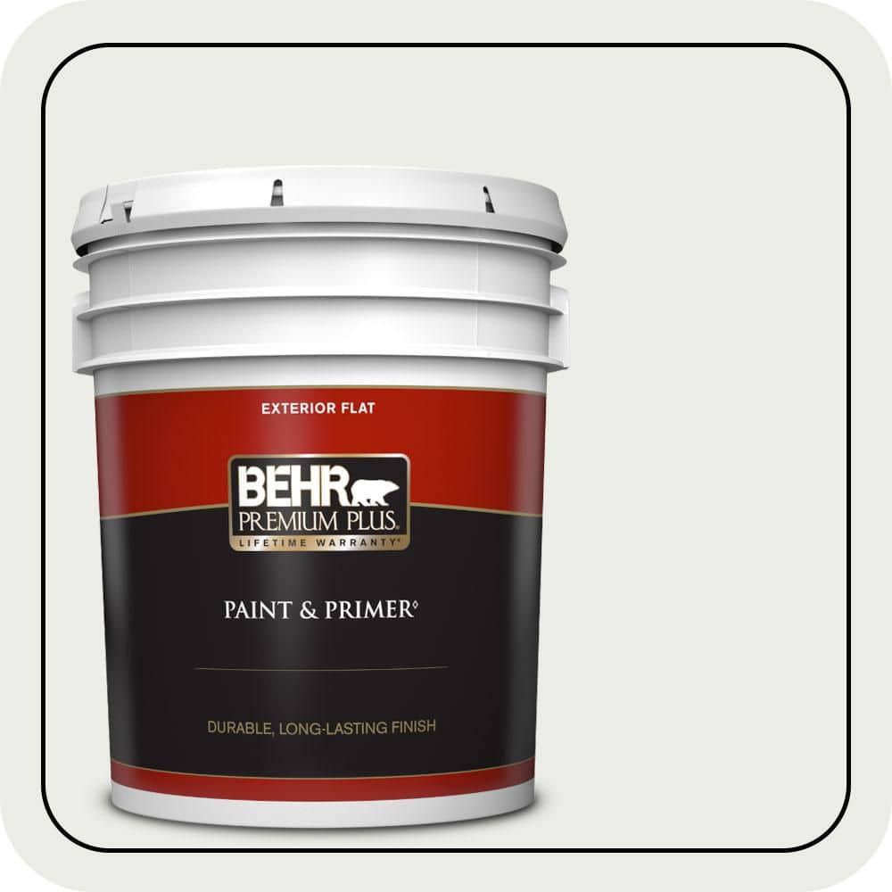 BEHR PREMIUM PLUS 5 gal. #710E-1 Snow Leopard Flat Exterior Paint & Primer