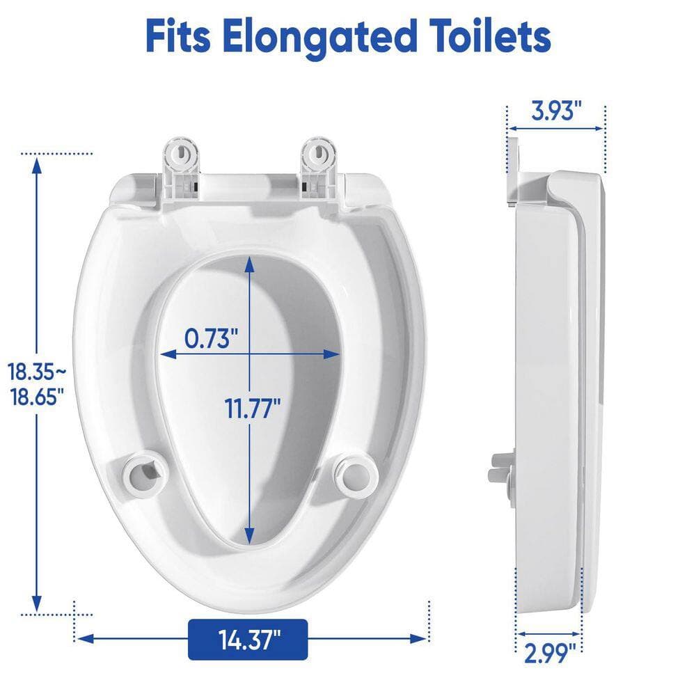 Numhew 14.37 in. x 18.65 in. Soft Close Elevated Handicap Toilet Seat for Seniors, Soft Close, Easy Install in White (2)