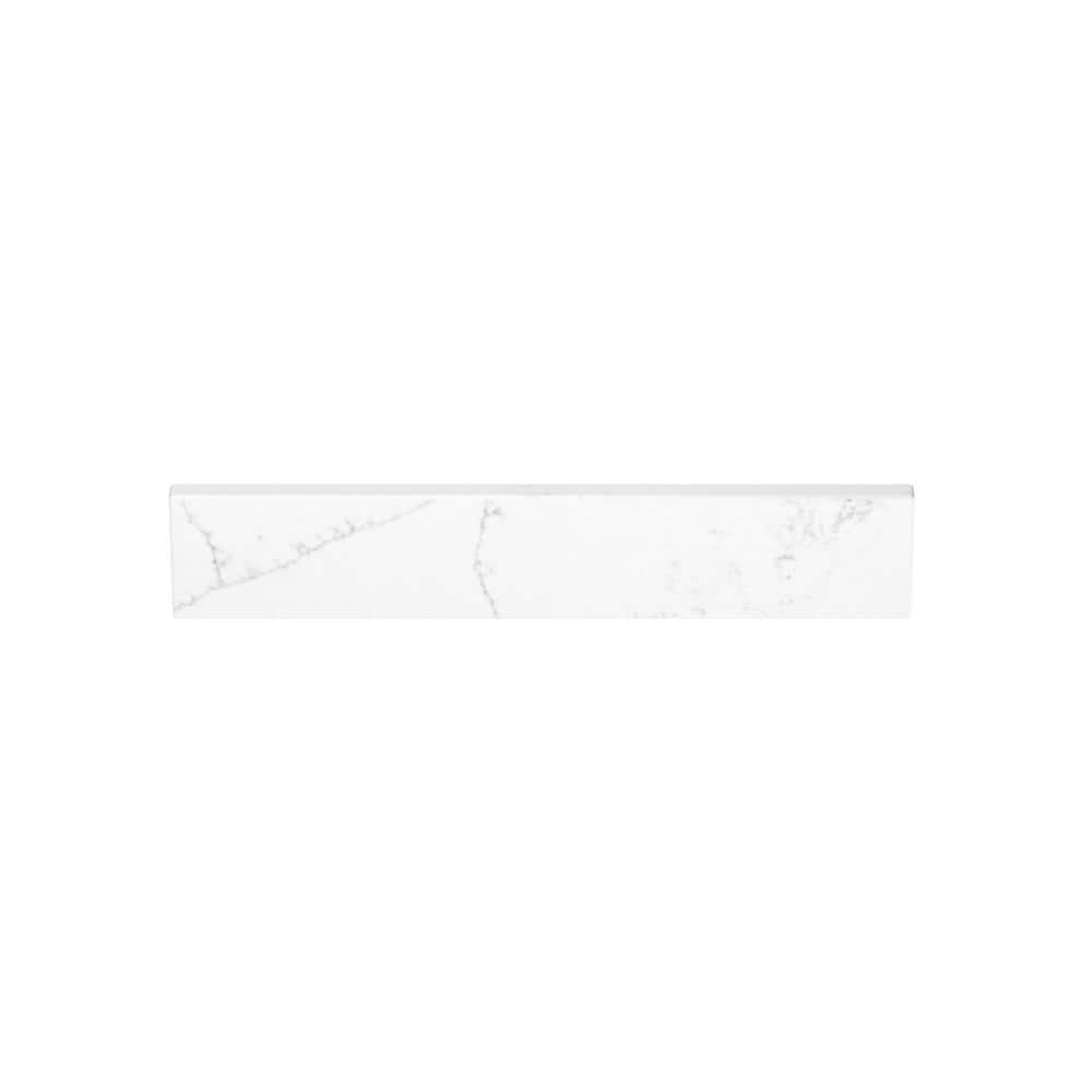 Winette 21.14 in. x 4 in. Quartz Bathroom Sidesplash in Carrara White