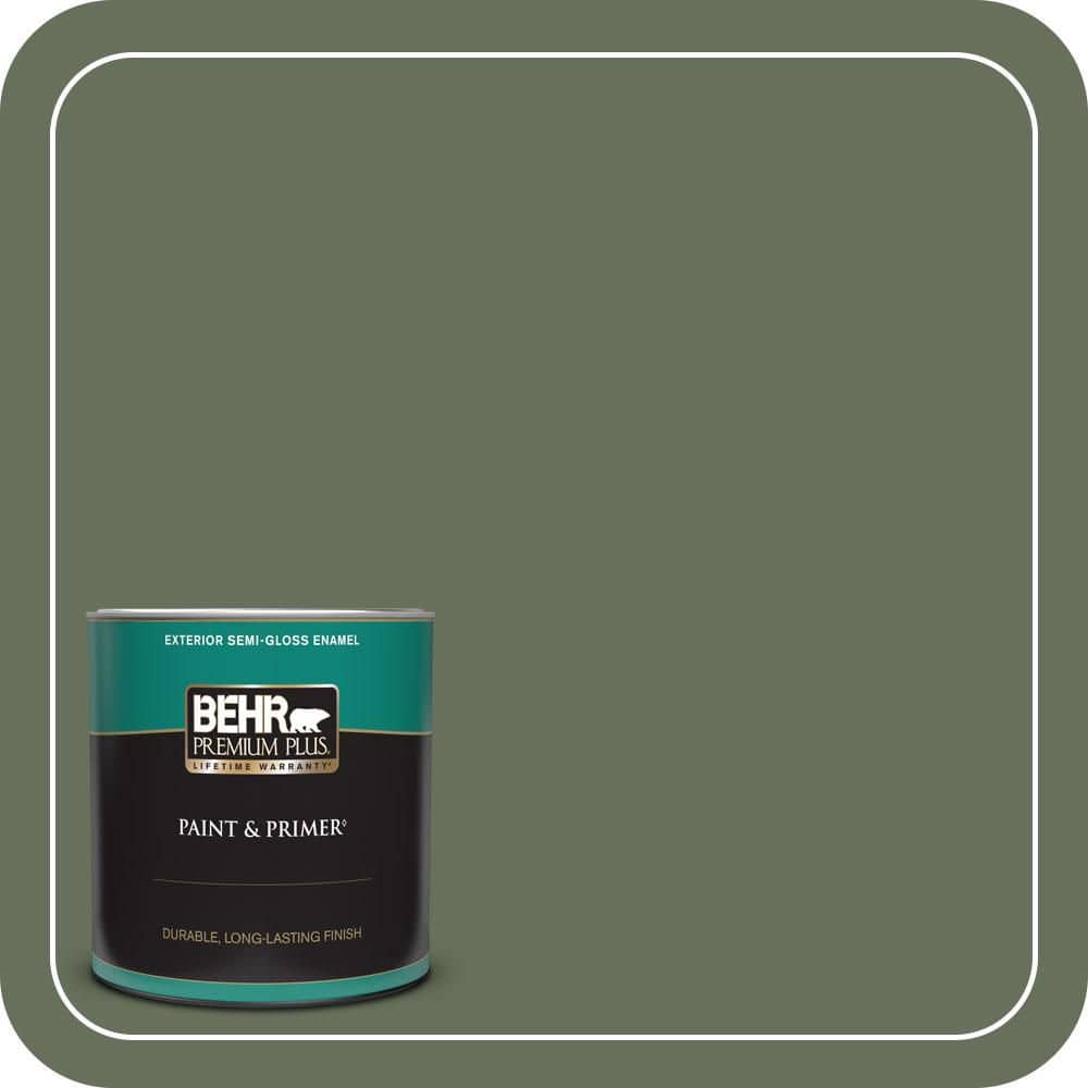 BEHR PREMIUM PLUS 1 qt. #N390-6 Laurel Garland Semi-Gloss Enamel Exterior Paint & Primer