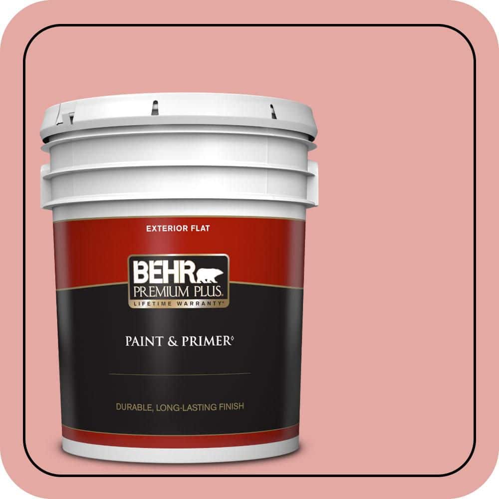 BEHR PREMIUM PLUS 5 gal. #MQ4-3 Coral Fountain Flat Exterior Paint & Primer