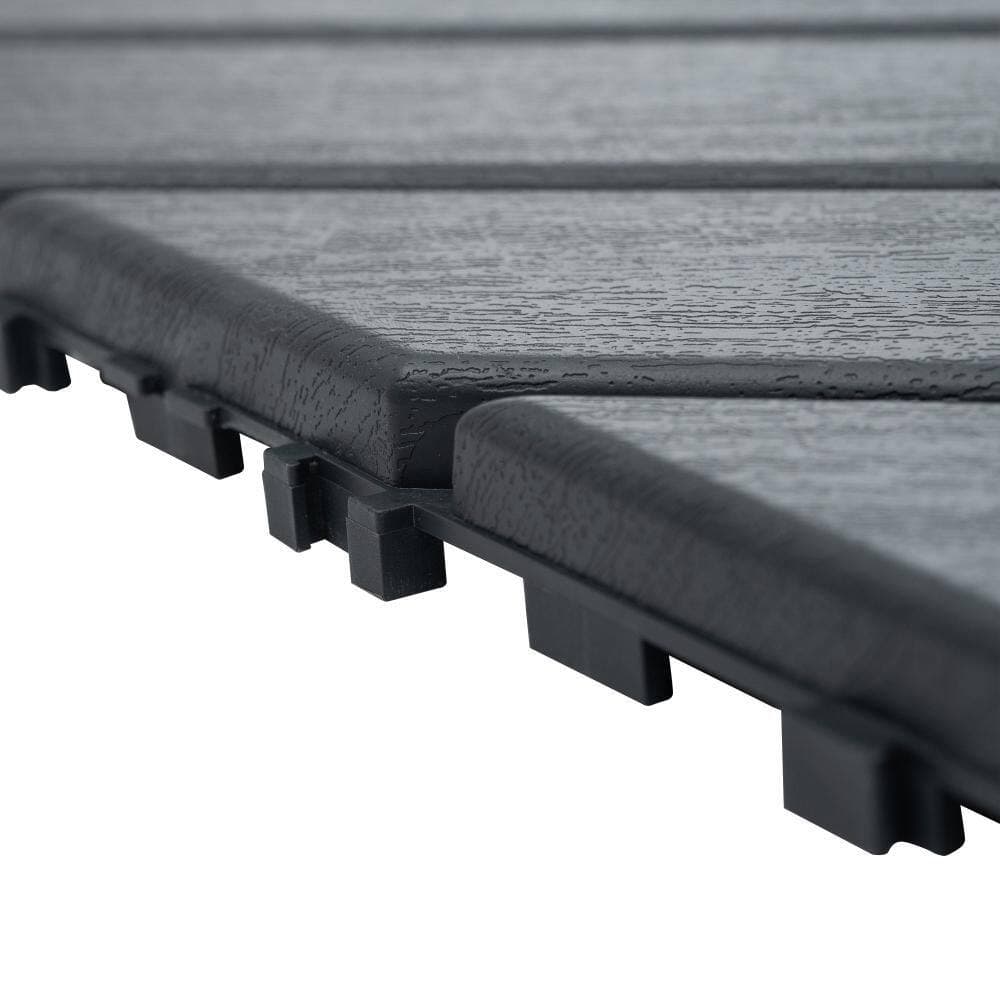 Unbranded 1 ft. x 1 ft. Grey Plastic Interlocking Deck Tiles, 44-Pack Patio Deck Tiles, Square Waterproof Outdoor All-Weather Use (3)