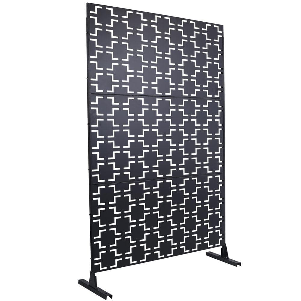 Unbranded Outdoor & Indoor 6.3 ft. x 4 ft. Freestanding Decorative Privacy Fence Screen Black Metal for Garden Fence