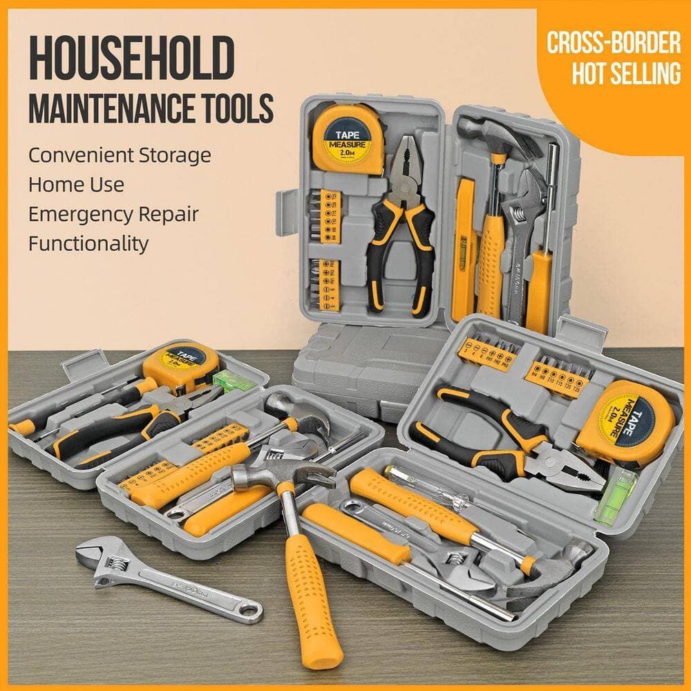 Laybus 20-Piece Yellow Home Tool Set, Basics Household Tool Kit with Small Mini Carrying Box, Made of High Quality Steel (2)