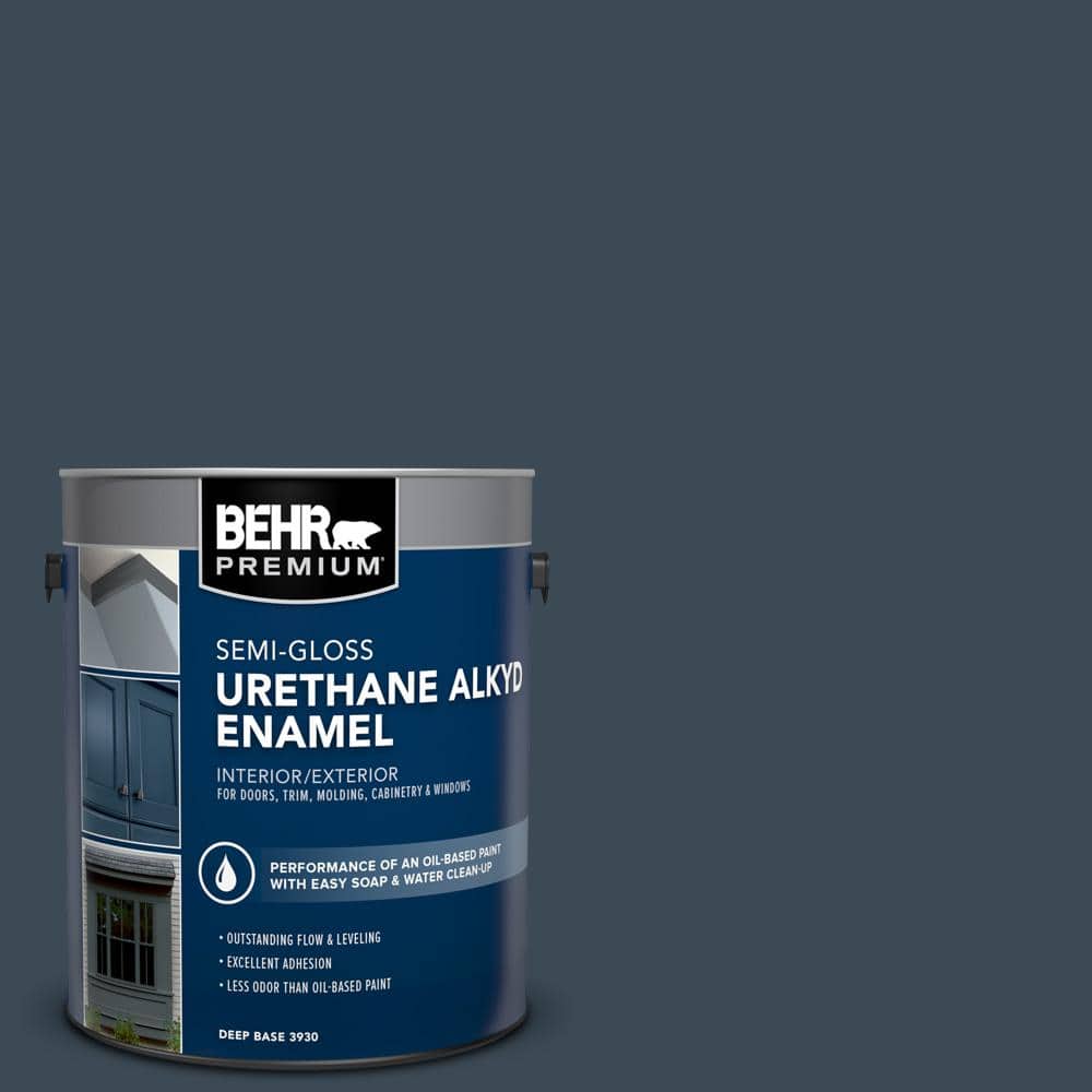 BEHR PREMIUM 1 gal. #BXC-26 New Navy Blue Urethane Alkyd Semi-Gloss Enamel Interior/Exterior Paint (1)
