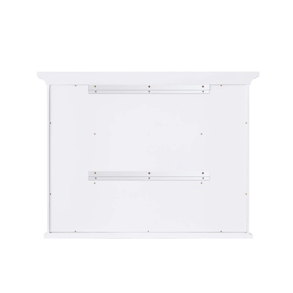 FORCLOVER 40 in. W x 30 in. H White Wood Surface Mount Bathroom Medicine Cabinet with Mirror and Shelves (Left Open) (3)