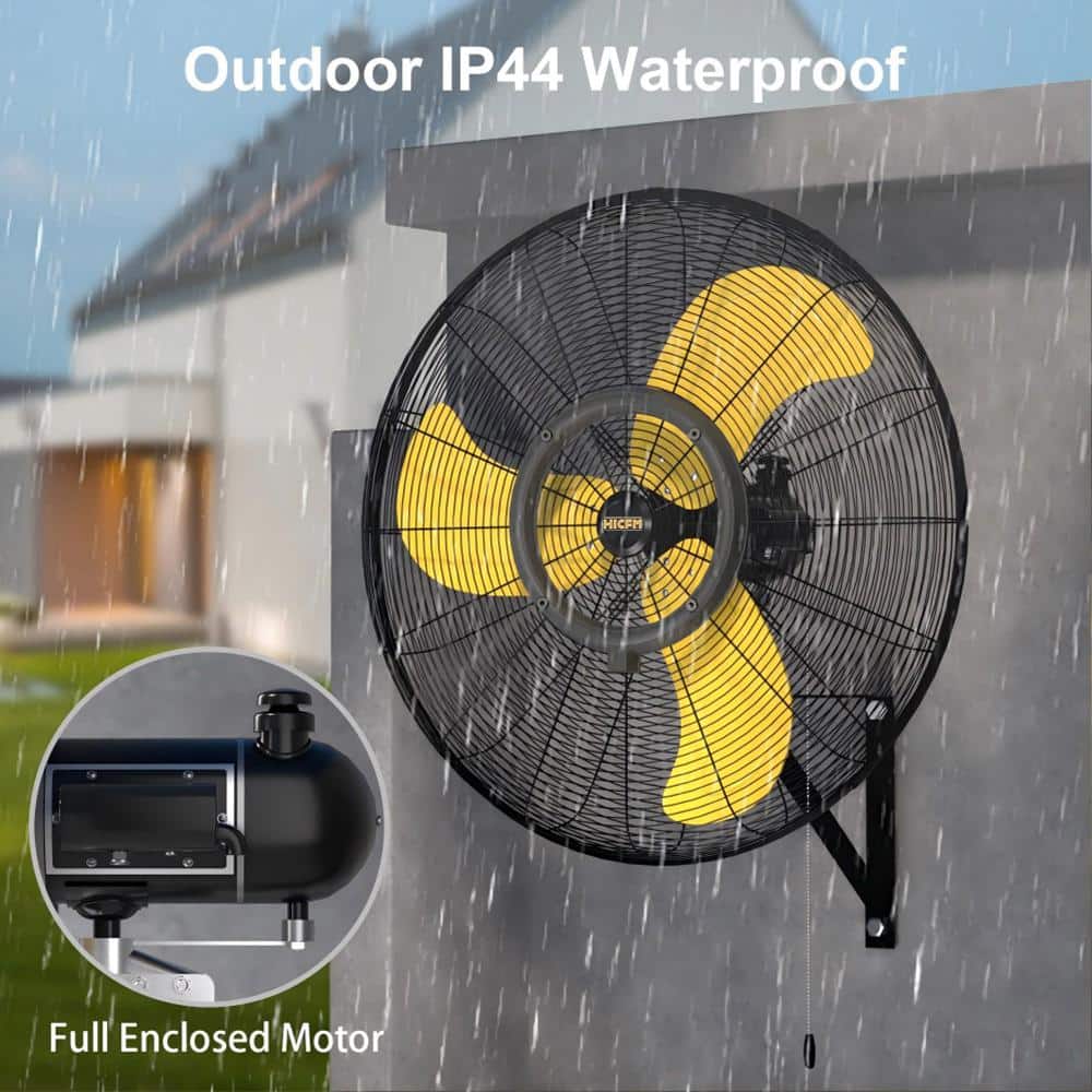 Atemomen 30 in. Misting Outdoor Oscillation Weatherproof Wall Mounted Fan with IP44 Enclosure Motor, 9 FT Cord and GFCI Plug (3)