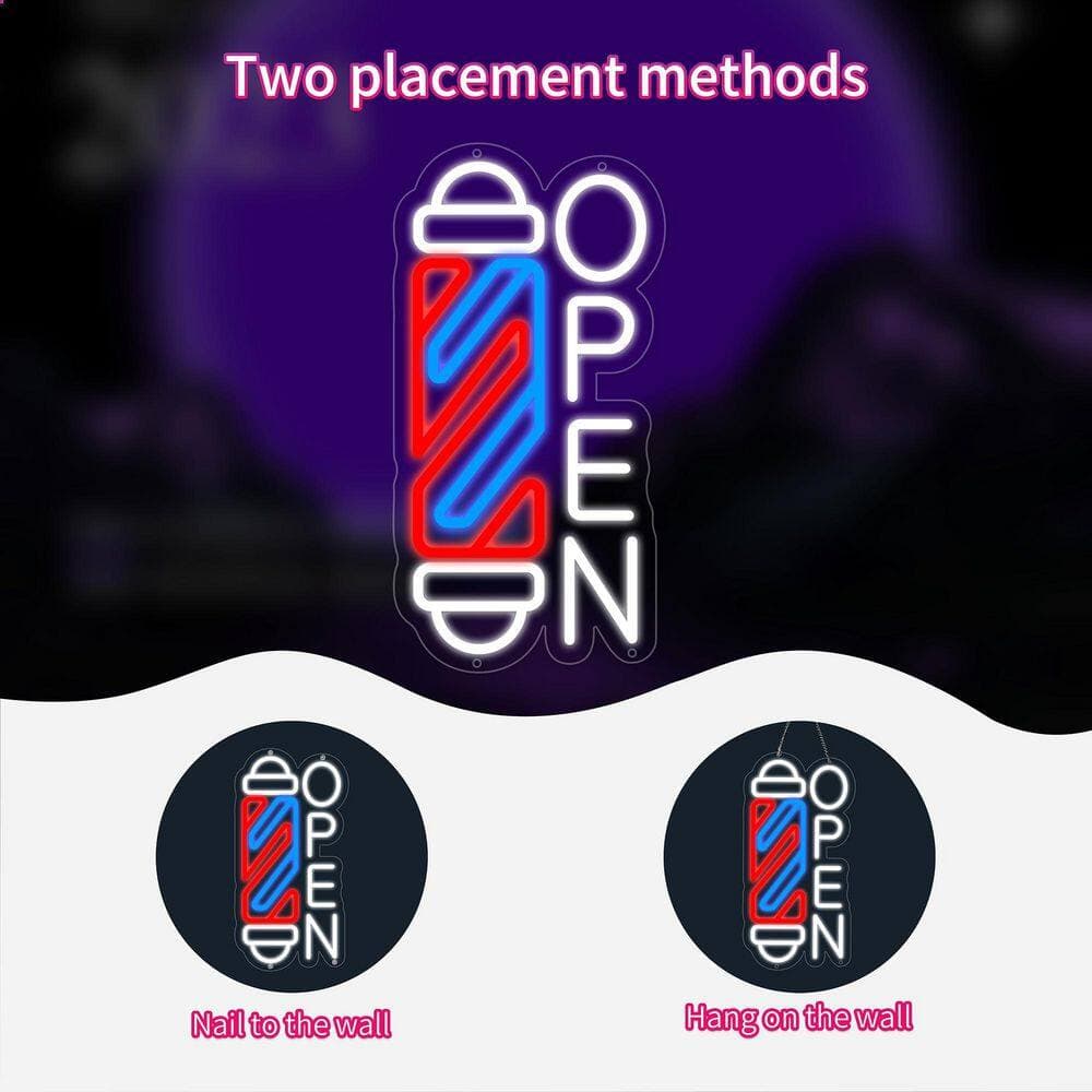 Afoxsos LED Neon Open Sign Adjustable Brightness Colorful Barber Shop Light for Business Wall Window Store Bar Hotel (3)