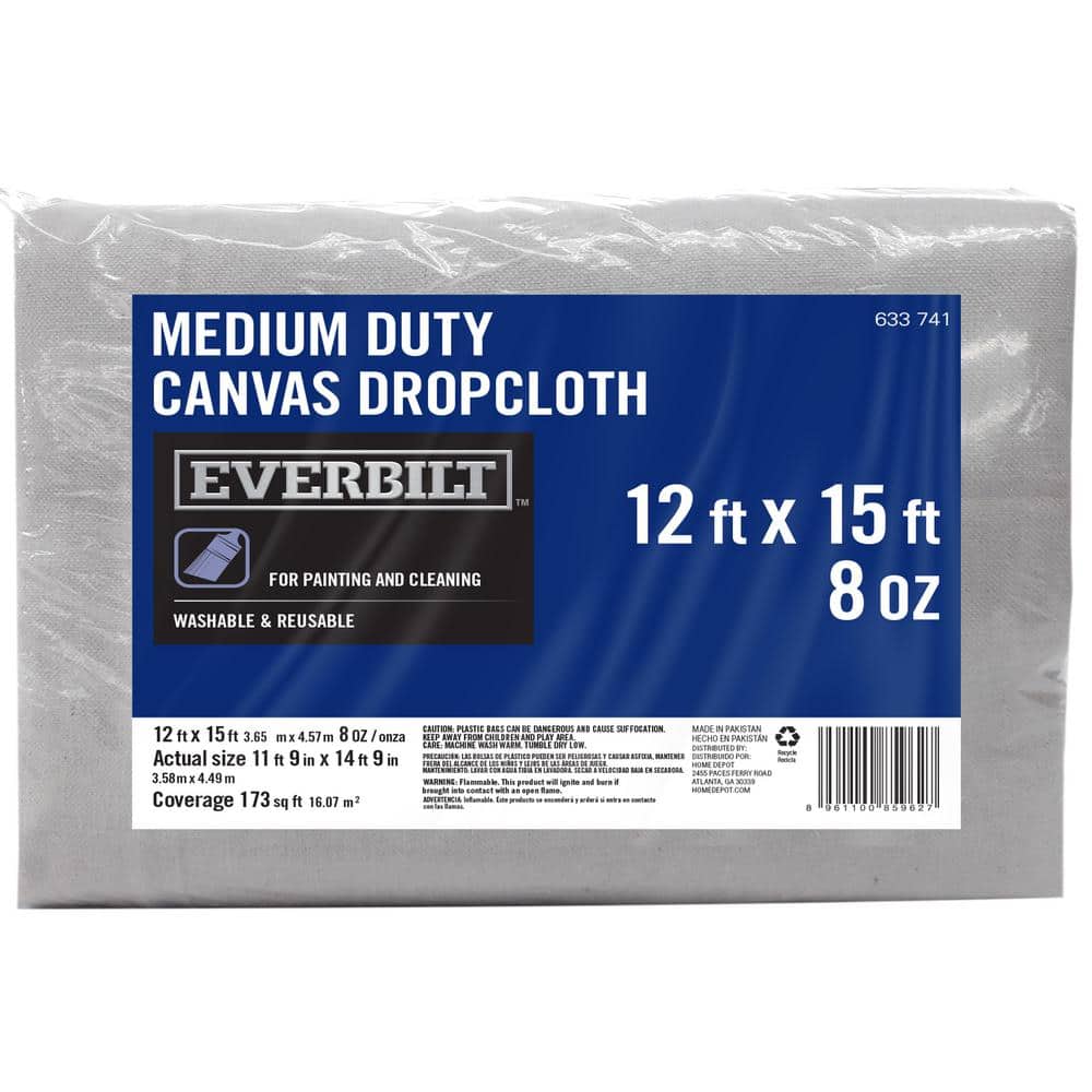 Everbilt 12 ft. x 15 ft. Medium Duty Canvas Drop Cloth