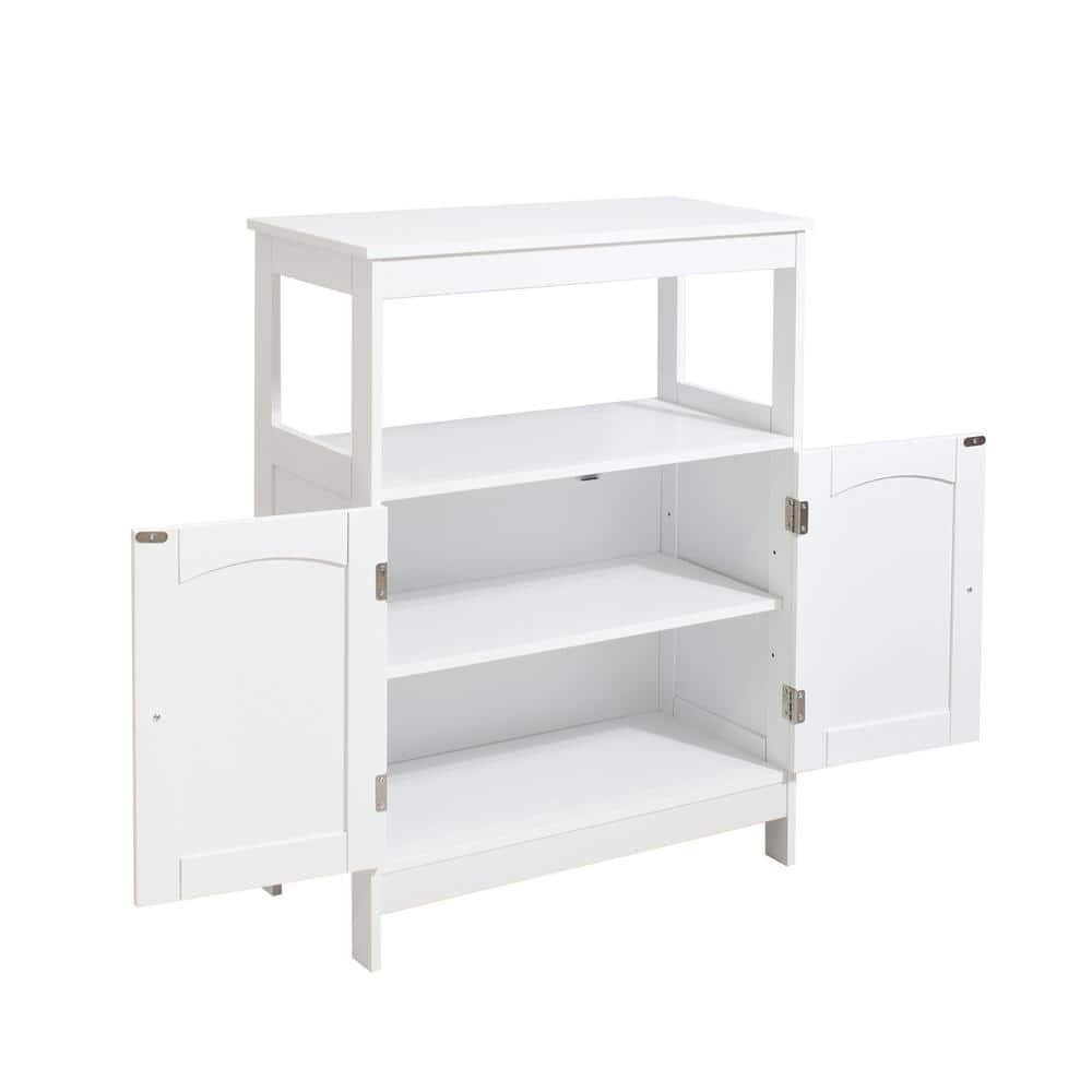 Unbranded 23.62 in. W x 11.81 in. D x 31.5 in. H White Linen Cabinet Storage Organizer with 2 Doors and Shelves for Bathroom