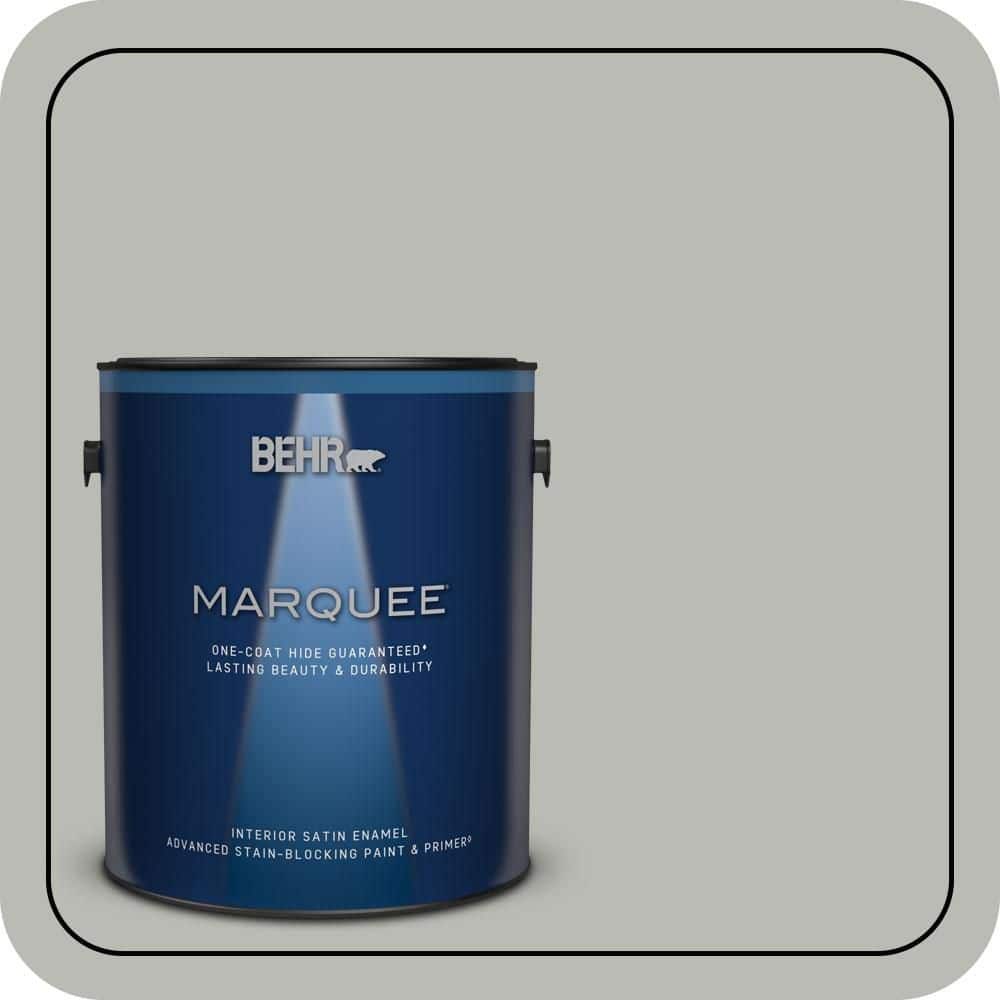 BEHR MARQUEE 1 gal. #N380-3 Weathered Moss One-Coat Hide Satin Enamel Interior Paint & Primer (1)