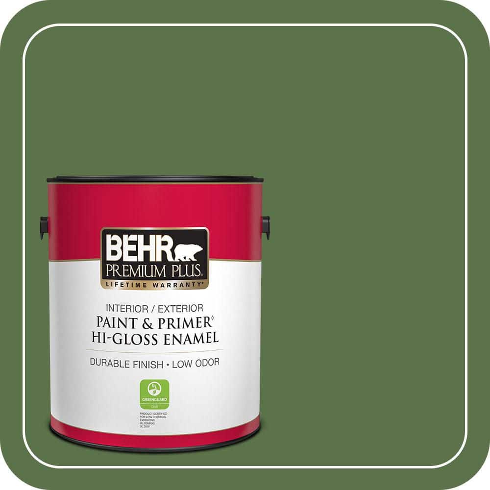 BEHR PREMIUM PLUS 1 gal. #MQ6-48 Hummingbird Green Hi-Gloss Enamel Interior/Exterior Paint & Primer