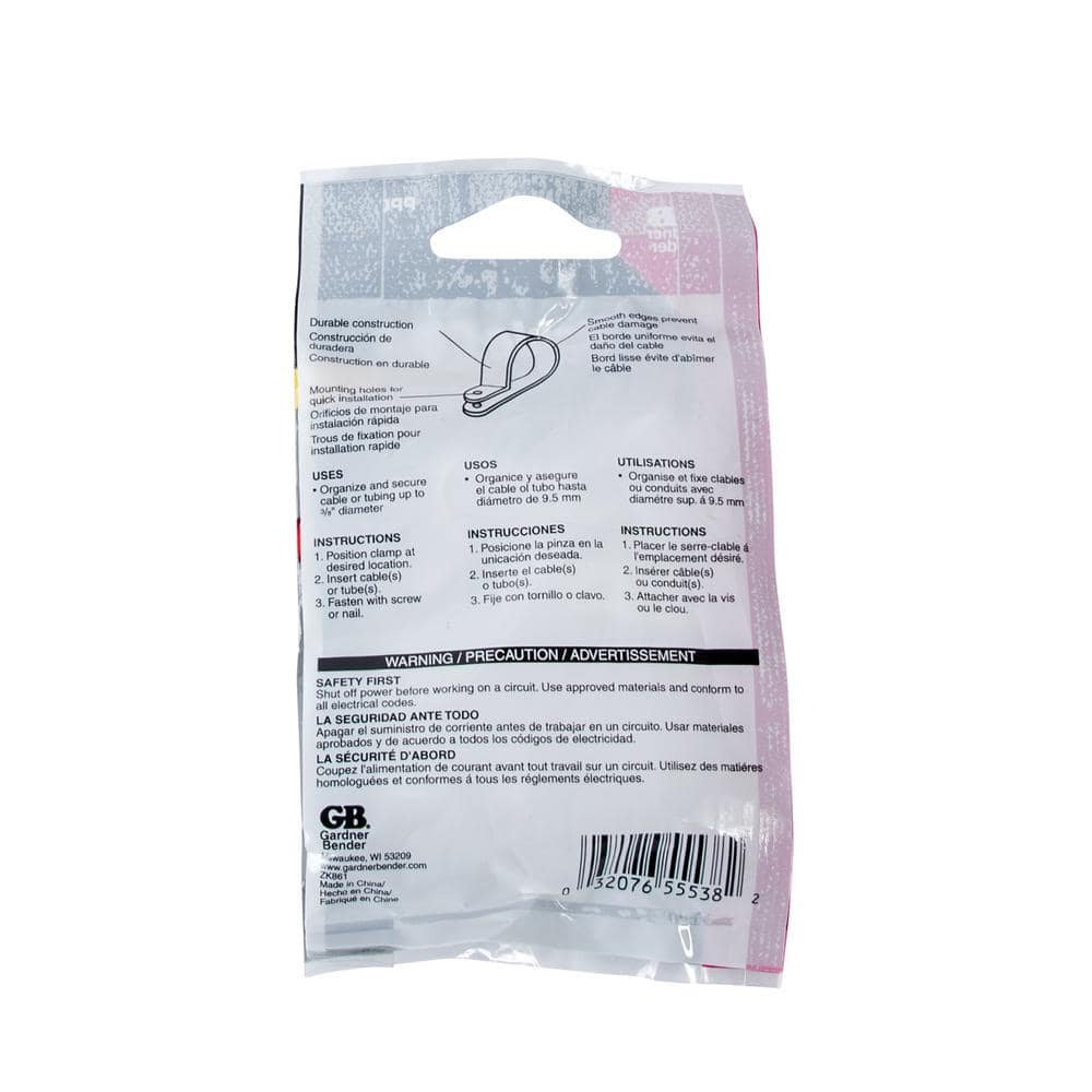 Gardner Bender 3/8 in. 1-Hole Plastic Cable Clamps (15-Pack) (4)