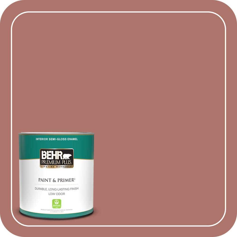 BEHR PREMIUM PLUS 1 qt. #S160-5 Hot Chili Semi-Gloss Enamel Low Odor Interior Paint & Primer
