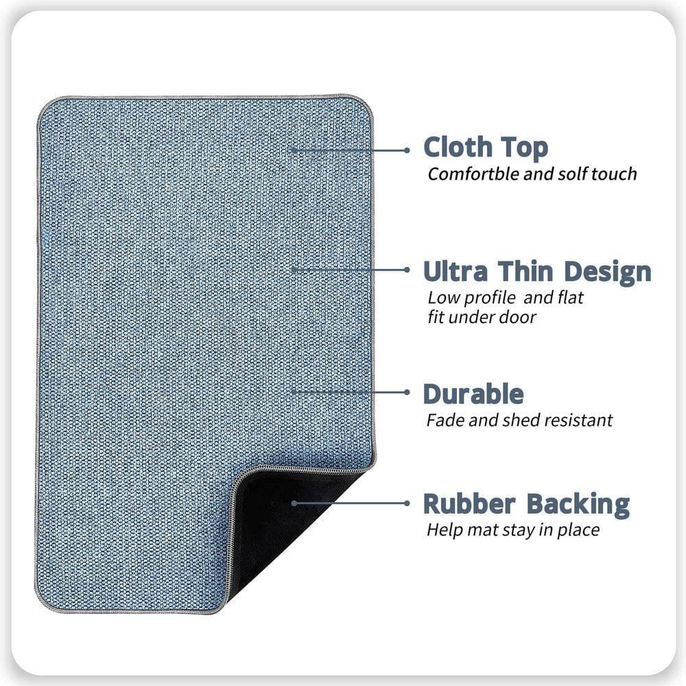 Wudkey 2-Pack 17 in. x 27 in. Non-Slip Rubber Bath Mat in Blue, Quick Dry Bath Rugs, Ultra Thin Bathroom Runner Rugs (2)