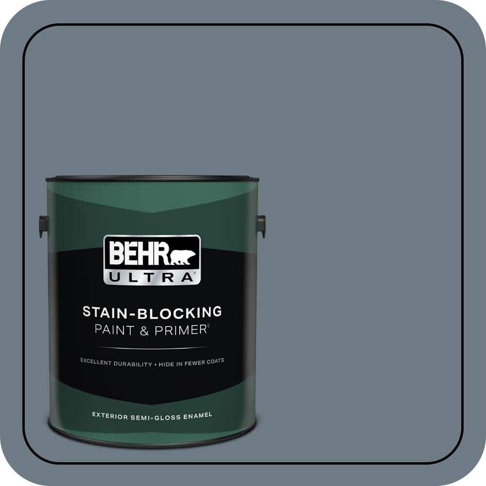 BEHR ULTRA 1 gal. #N490-5 Charcoal Blue Semi-Gloss Enamel Exterior Paint & Primer
