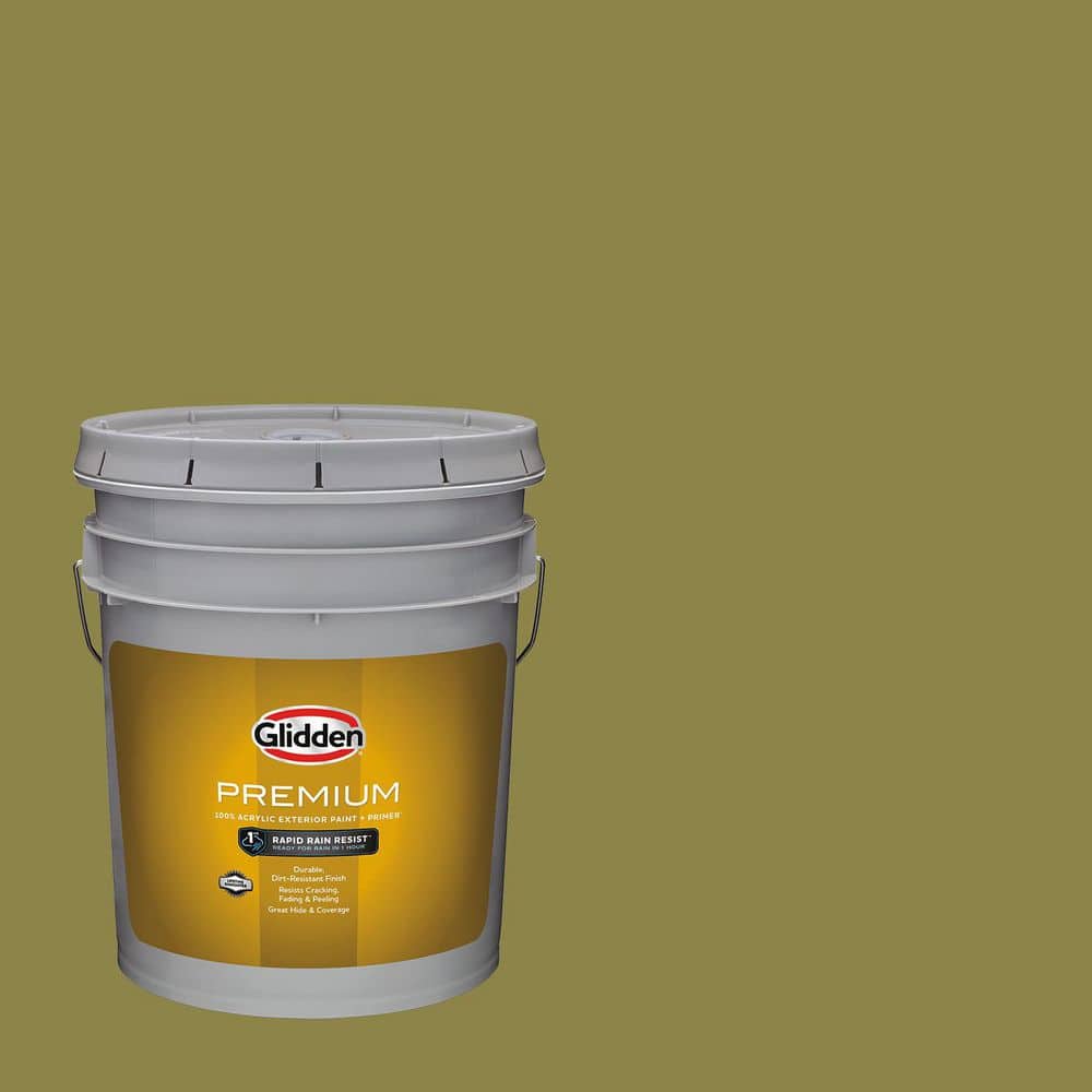 Glidden Premium 5 gal. PPG1116-7 Frog's Legs Satin Exterior Latex Paint