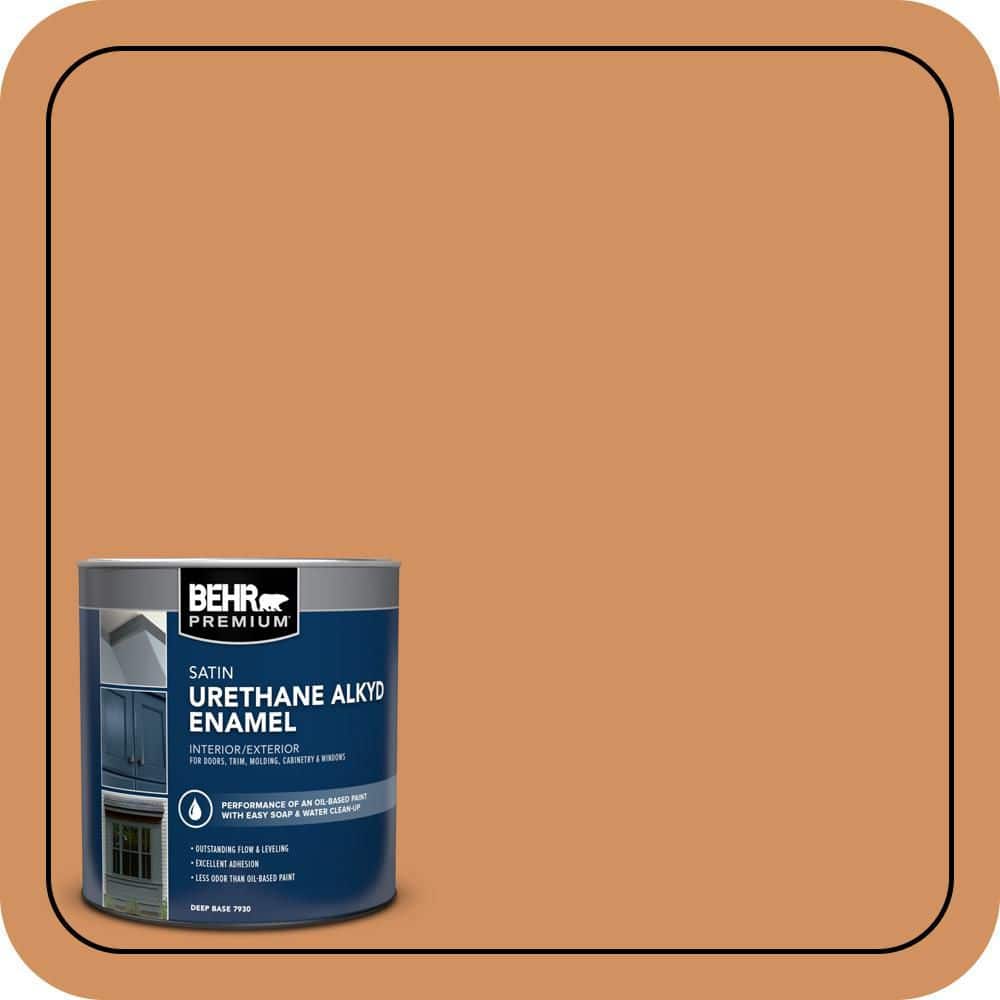 BEHR PREMIUM 1 qt. #BIC-15 Golden Poppy Satin Enamel Urethane Alkyd Interior/Exterior Paint (1)