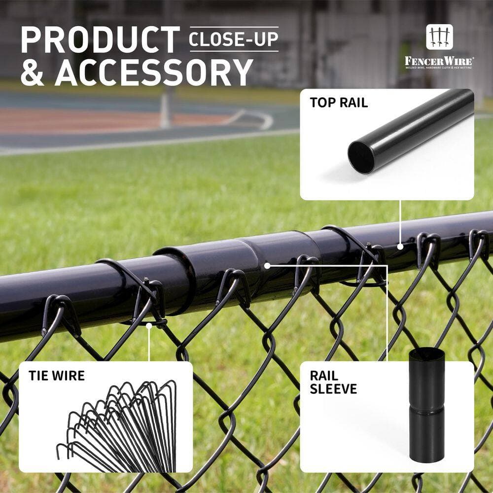 Fencer Wire 1-5/8 in. Chain Link Fence Green Galvanized Steel Top Rail (Pack of 20) (3)