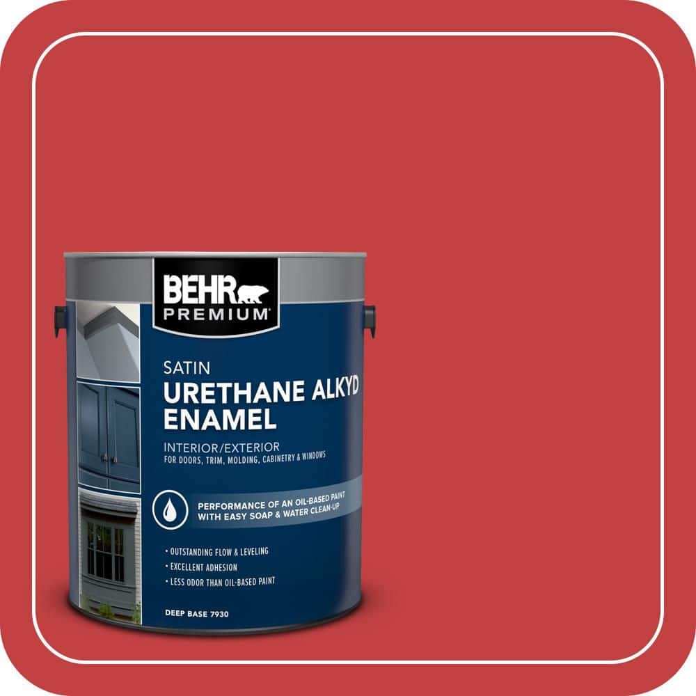 BEHR PREMIUM 1 gal. #150B-7 Poinsettia Urethane Alkyd Satin Enamel Interior/Exterior Paint