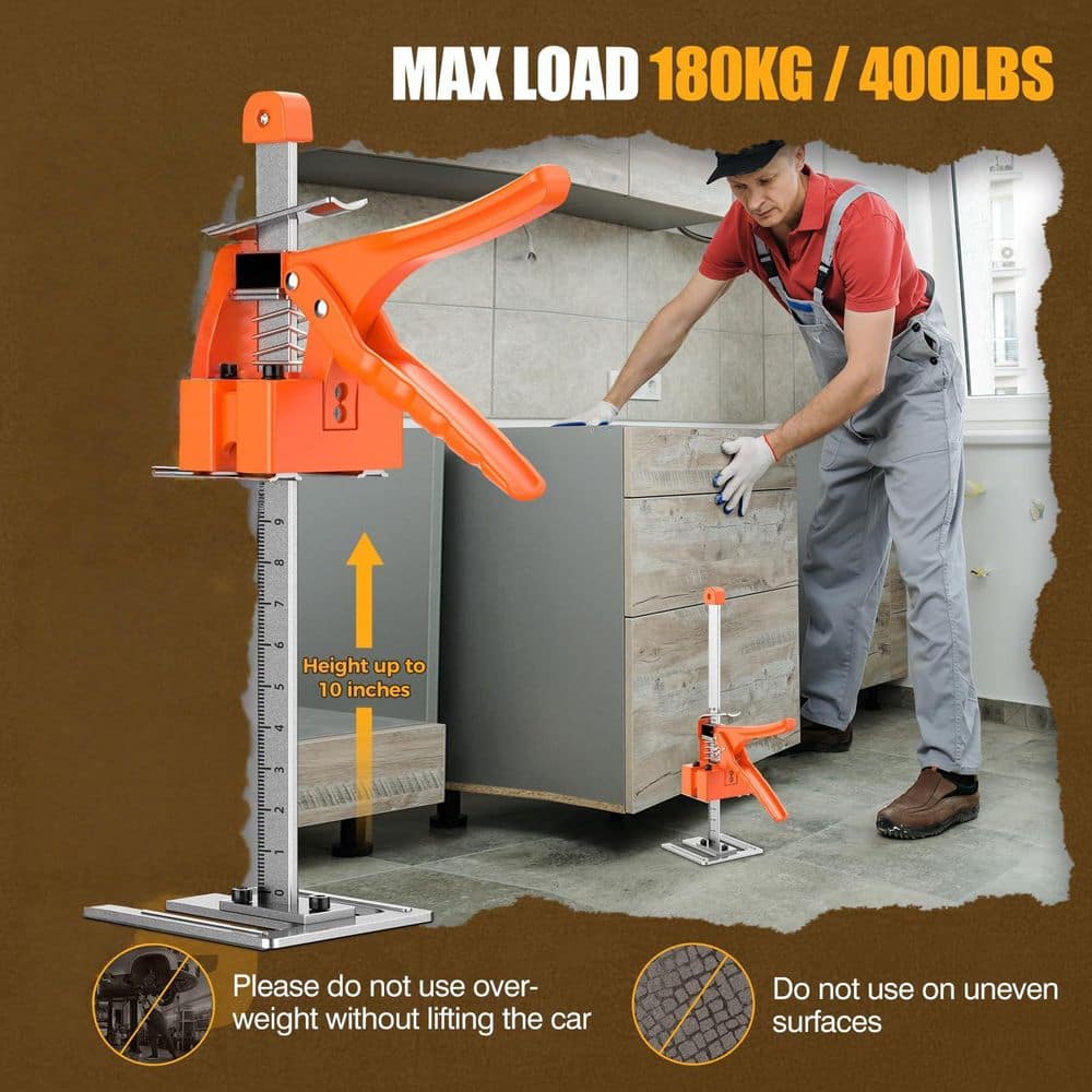 Laybus 12 in. Orange Carbon Steel Drywall Jack Post, Weight to 330 lb., Drywall Lift for Wall Tile Locator, Easy Pressing (3)