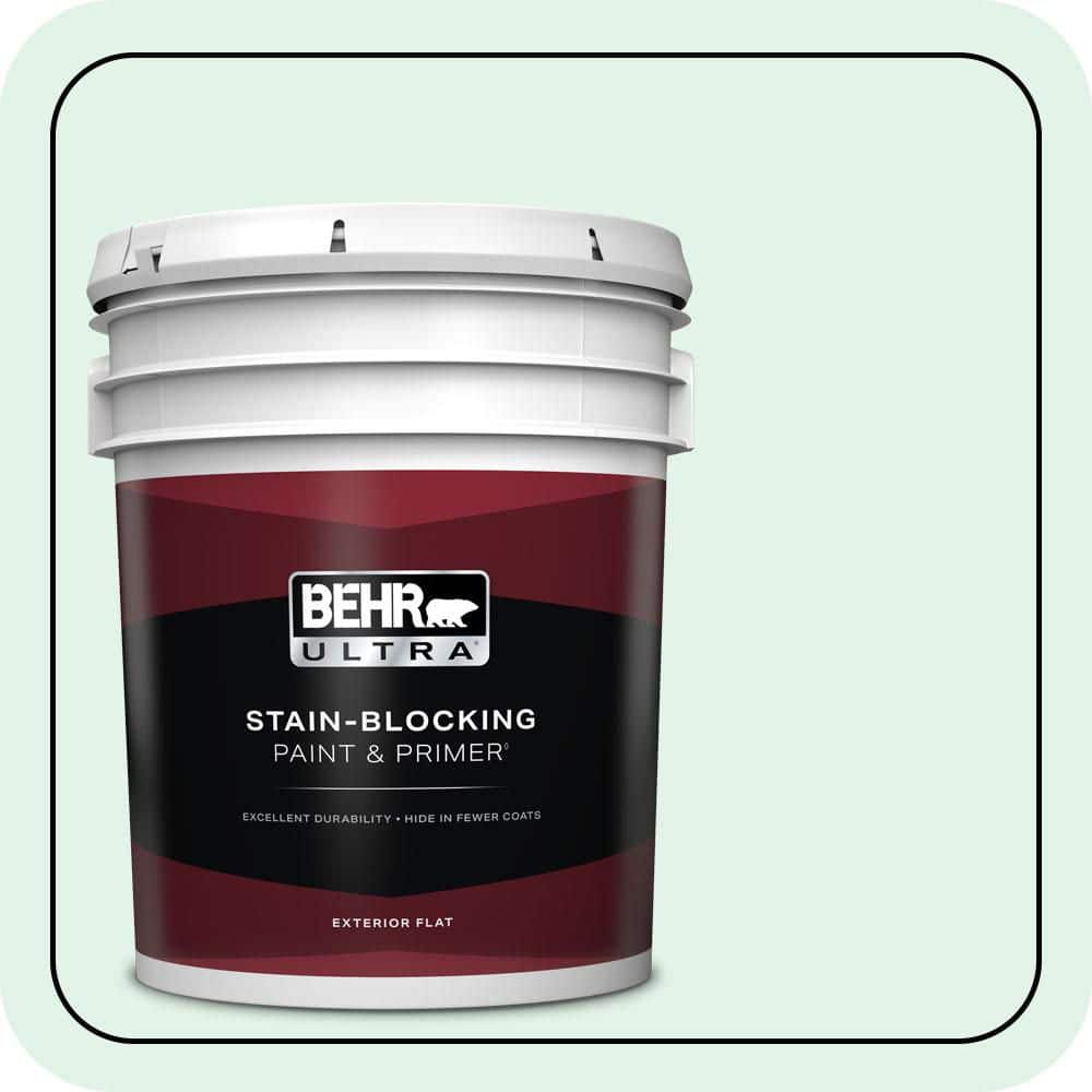 BEHR ULTRA 5 gal. #480C-1 Light Mint Flat Exterior Paint & Primer